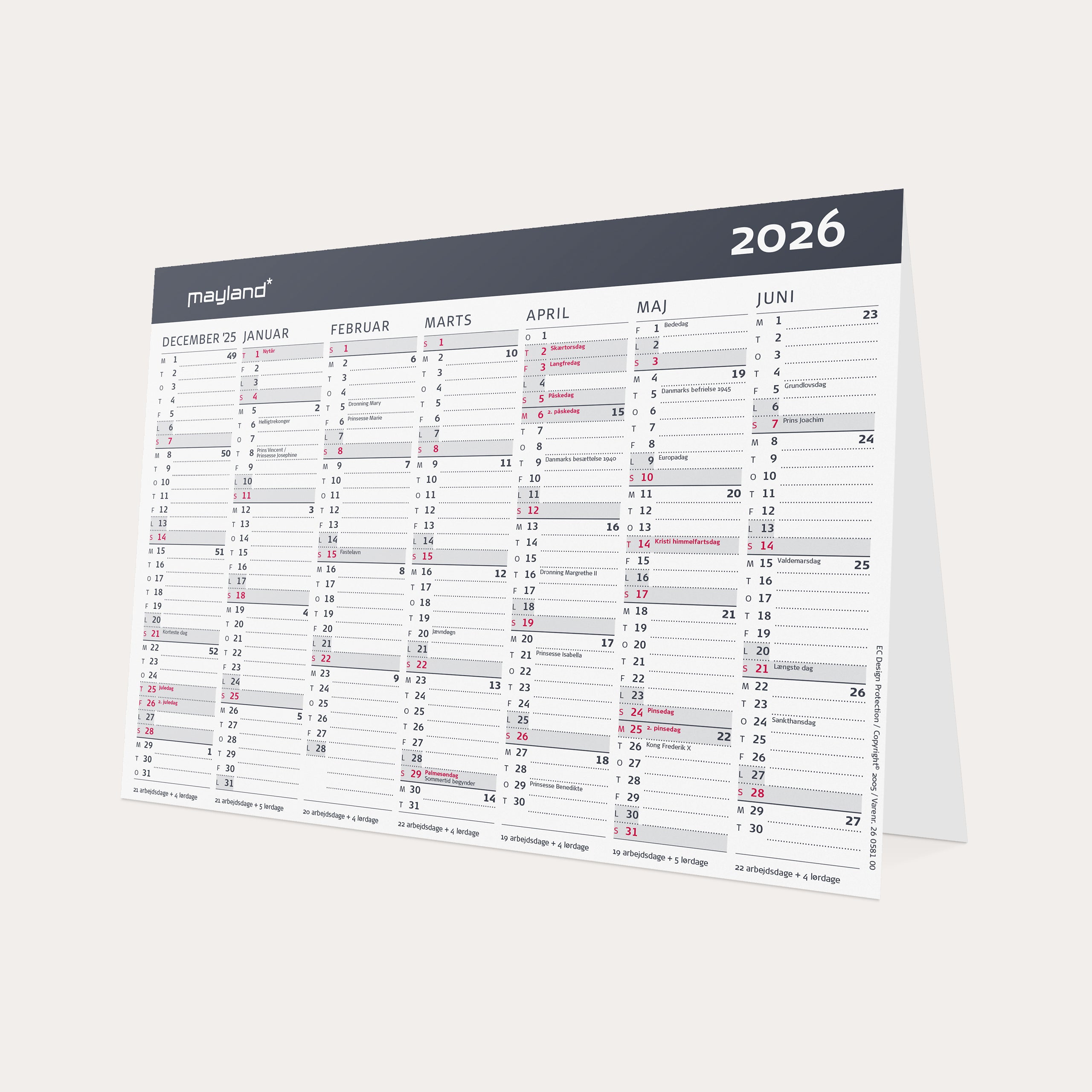 Kontor-bordkalender Moderne A5 2026