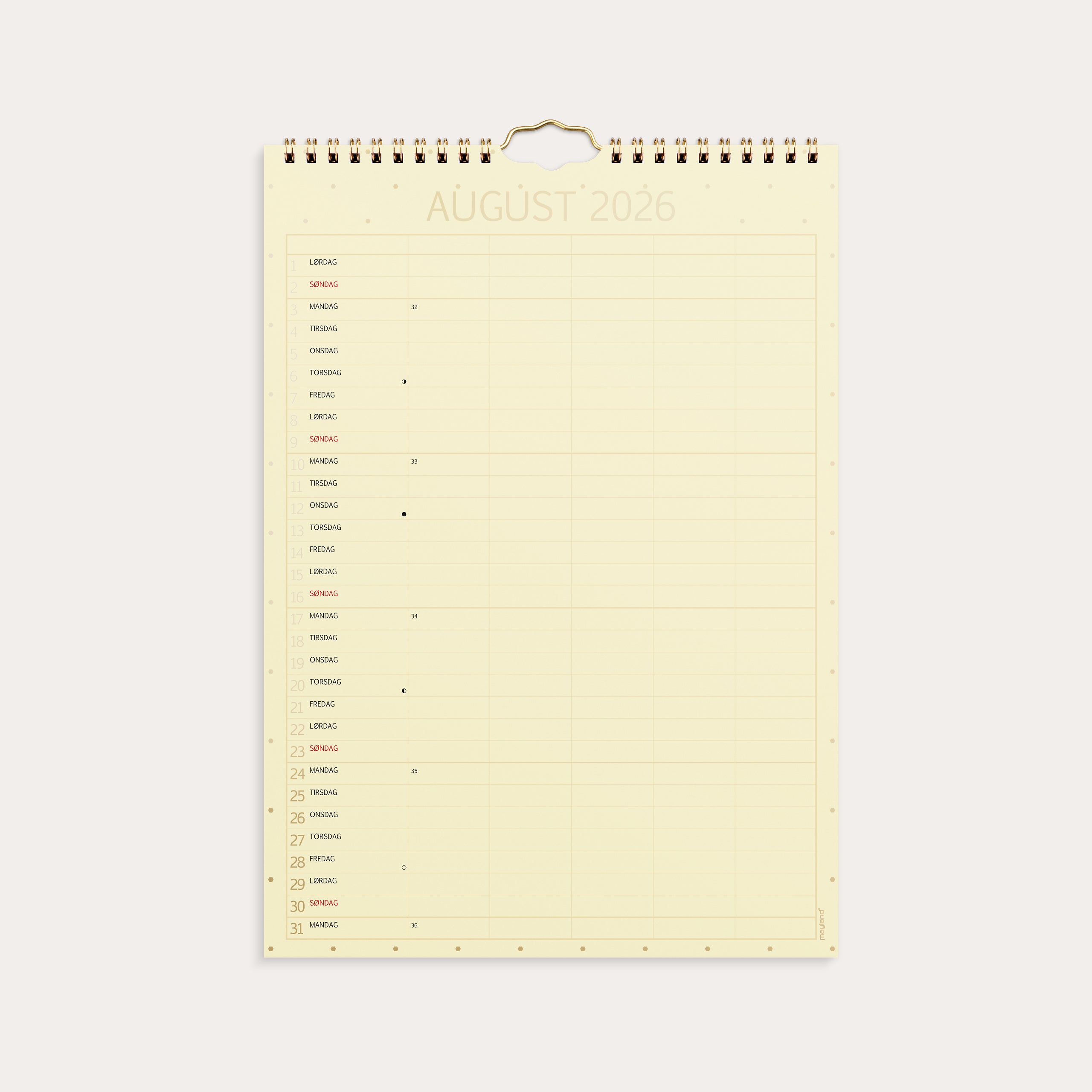 Familiekalender Color lille 2026