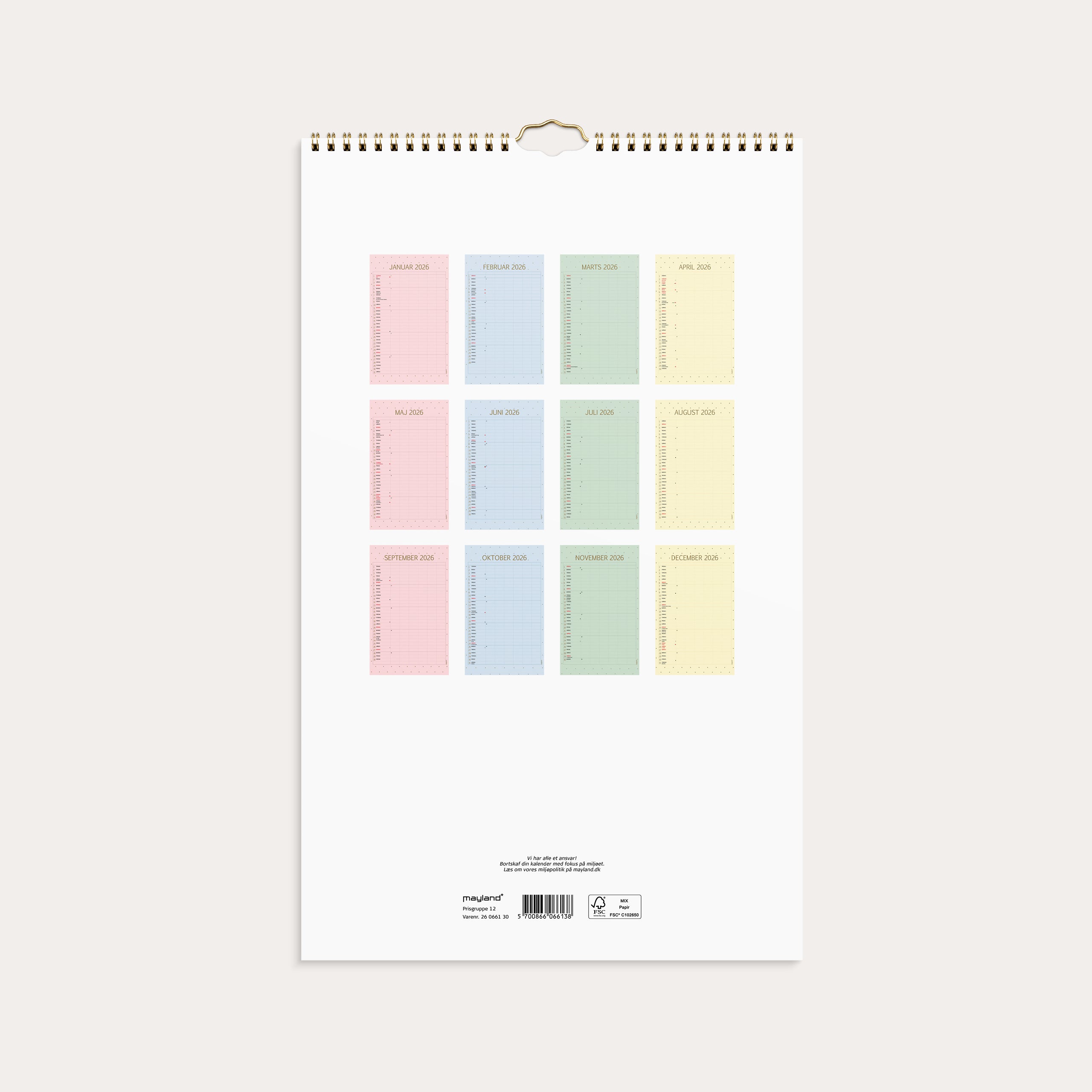 Familiekalender Color stor 2026