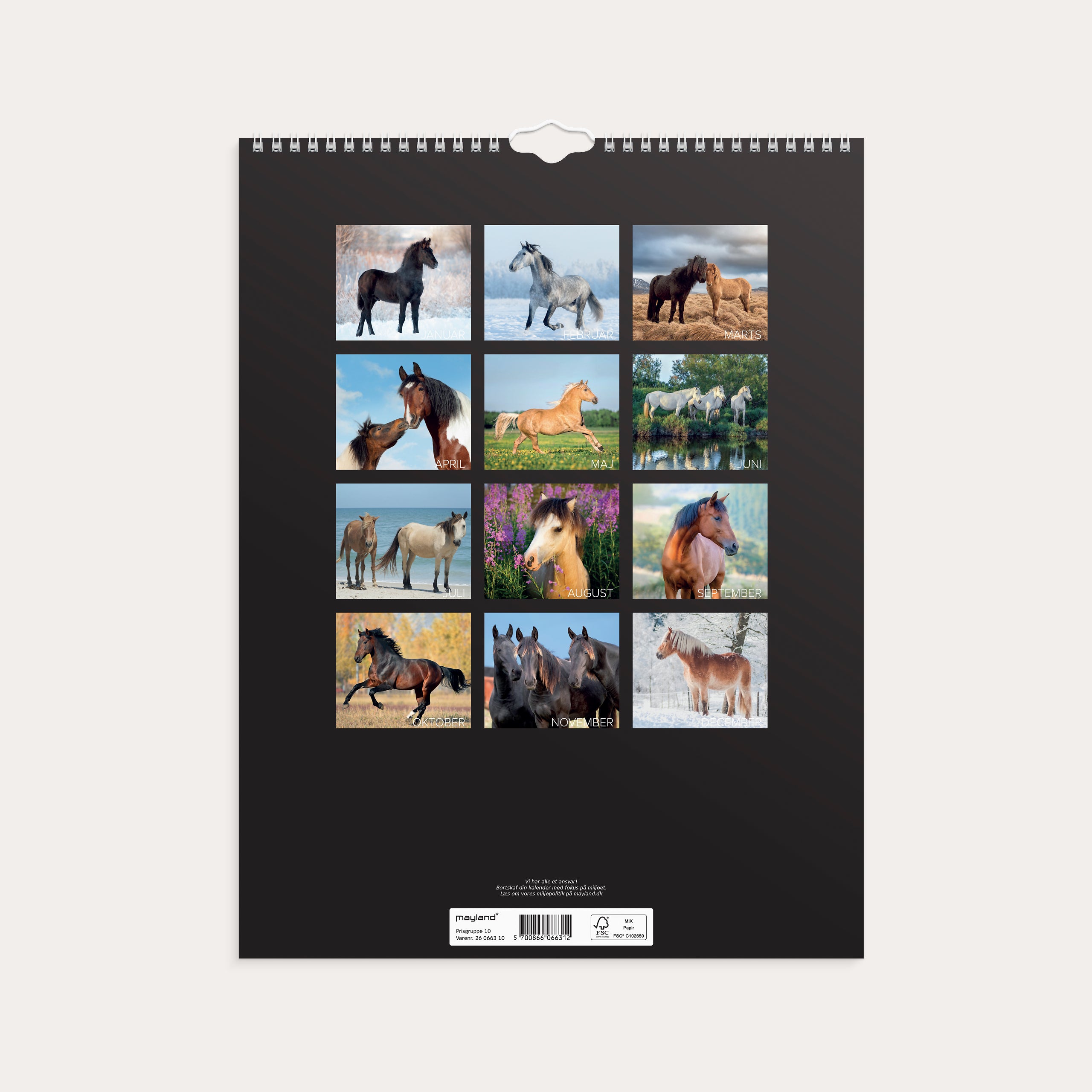 Vægkalender Heste 2026