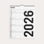 Familiekalender Black and white 5 kol. 2026