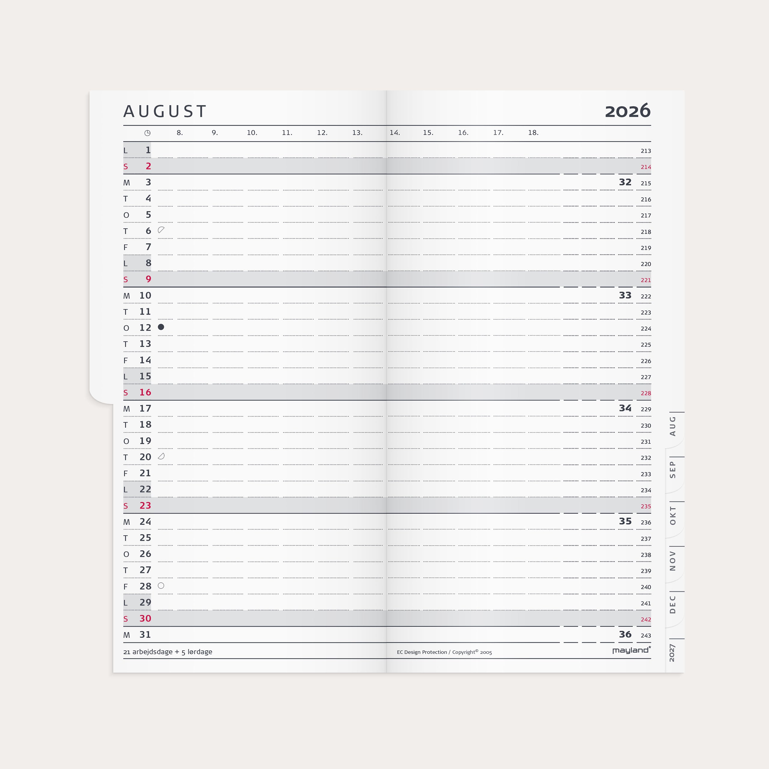 Index Planner månedskalender REFILL + tlf.reg. 2026