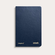 Lommekalender uge blå kunstskind indbundet 2026