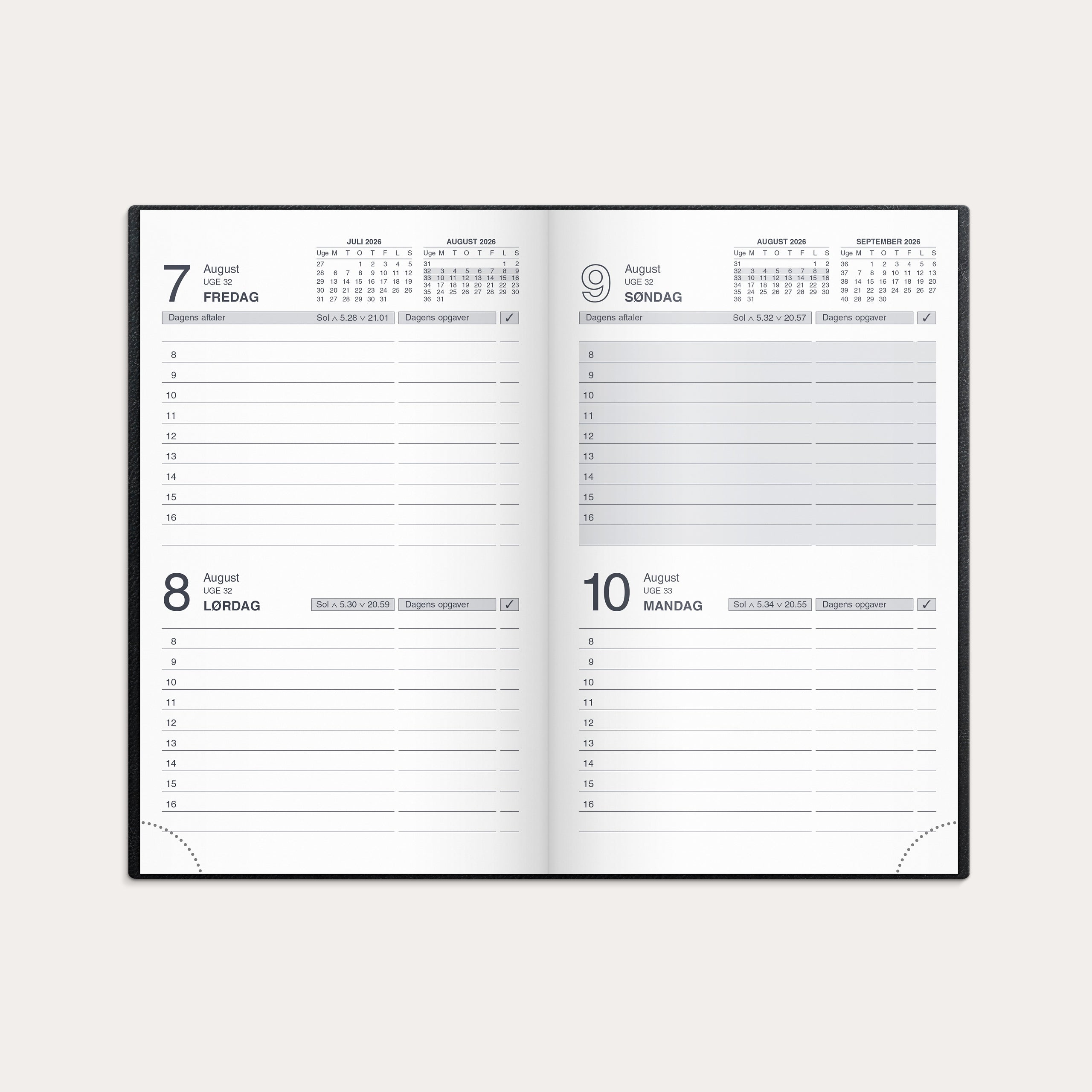 Noteringskalender 2 dage sort kunstskind 2026