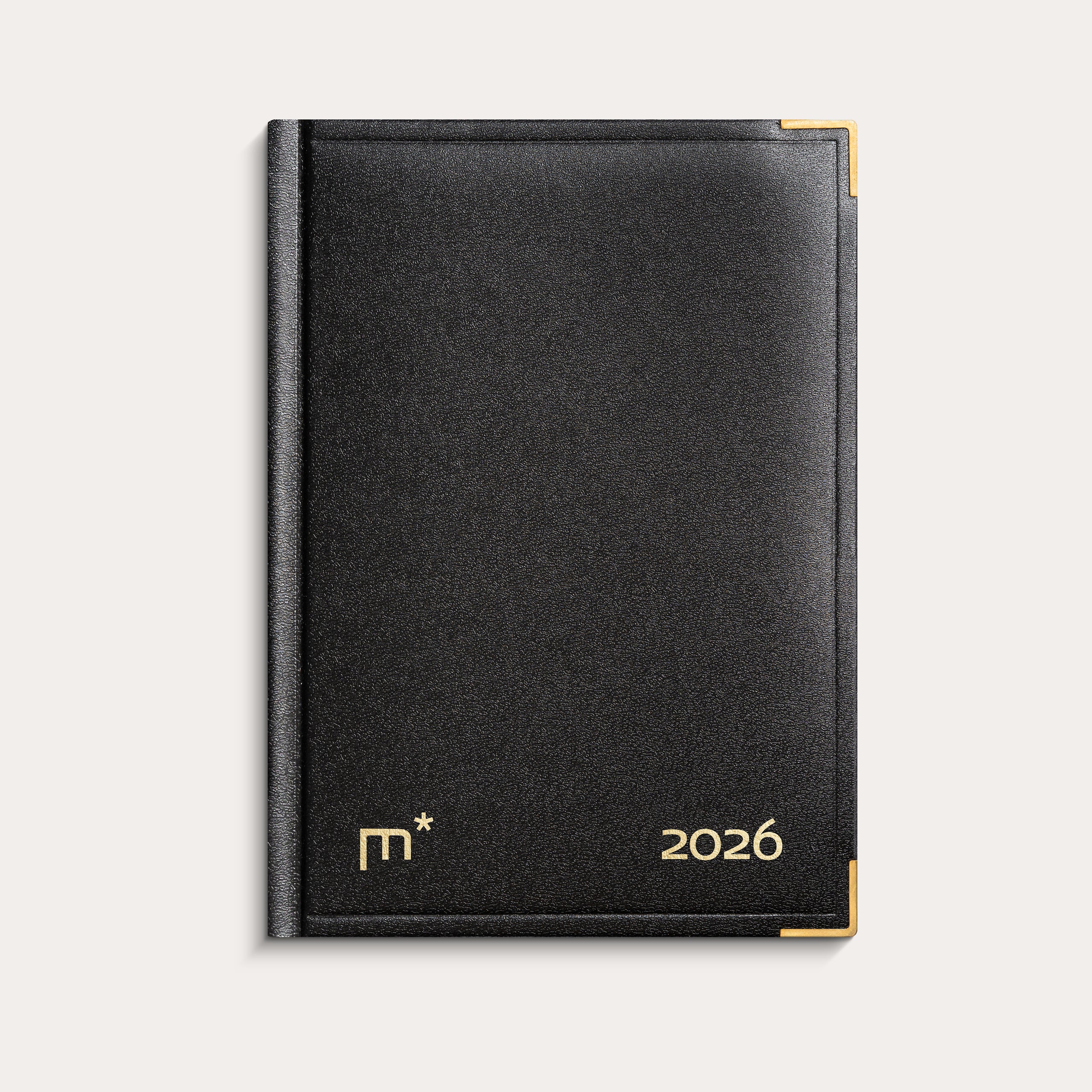 Årbog dagkalender sort kunstskind indbundet 2026