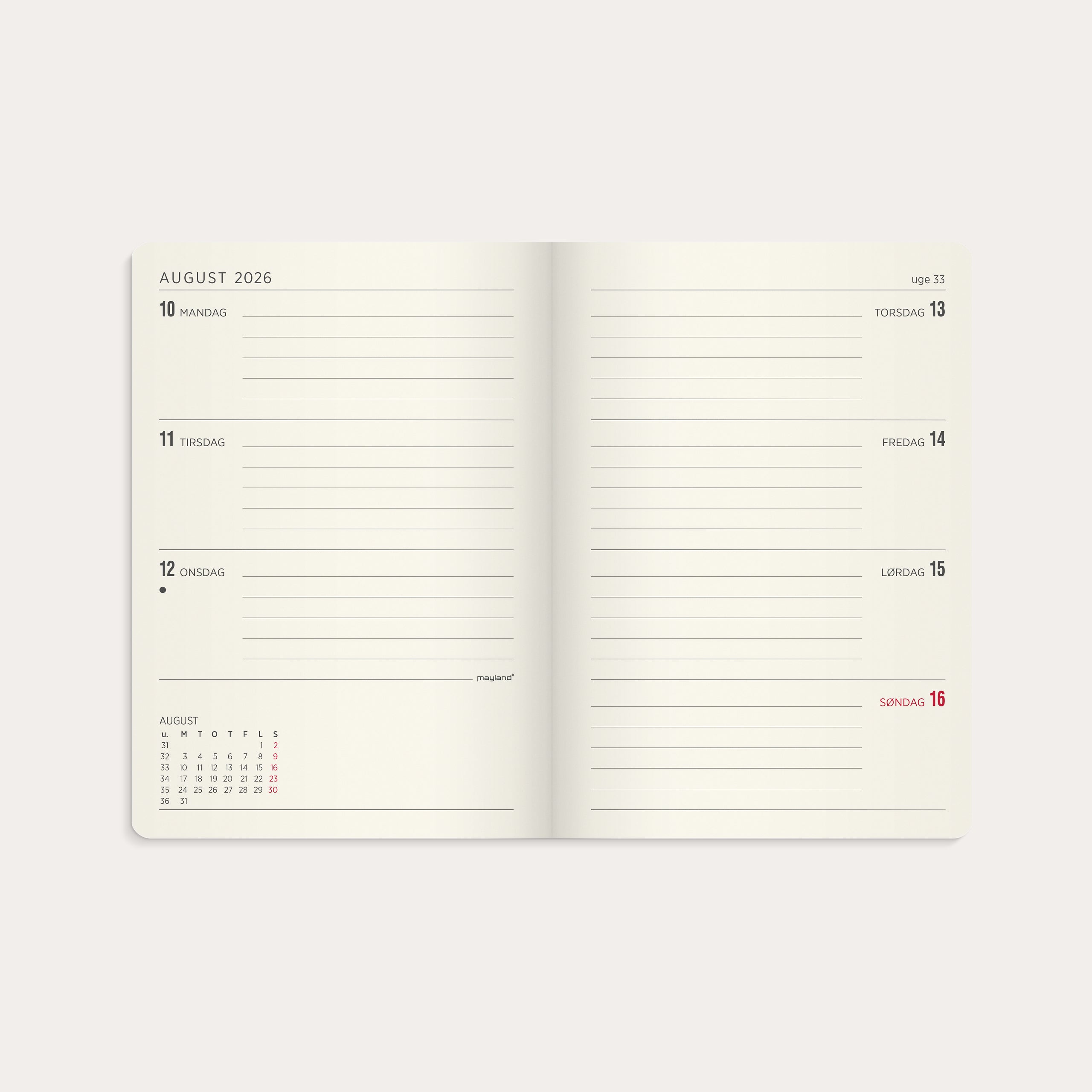 A6 Forma Deluxe ugekalender tværf. brun kunstskind 2026