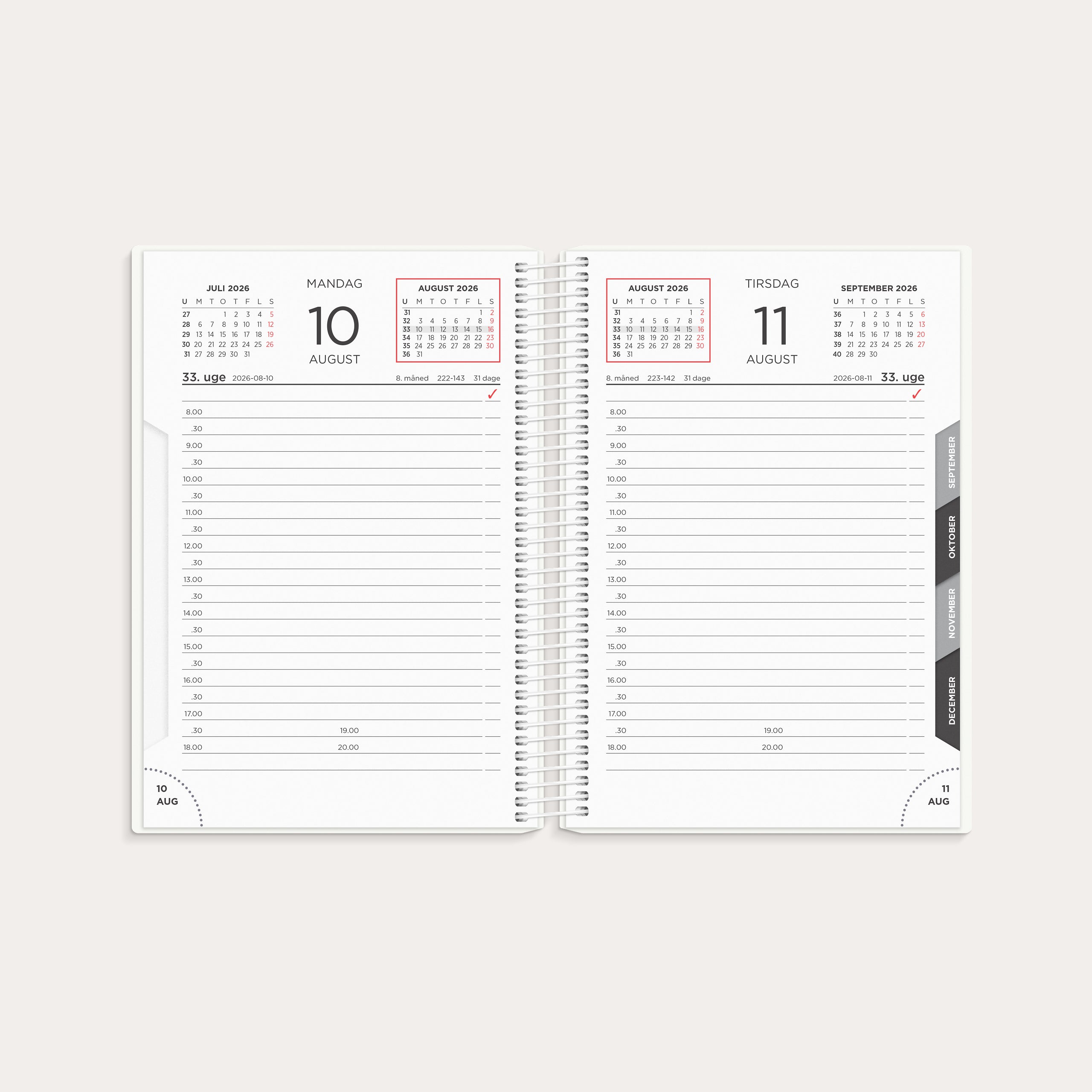 Dagkalender hvid PP-plast 2026