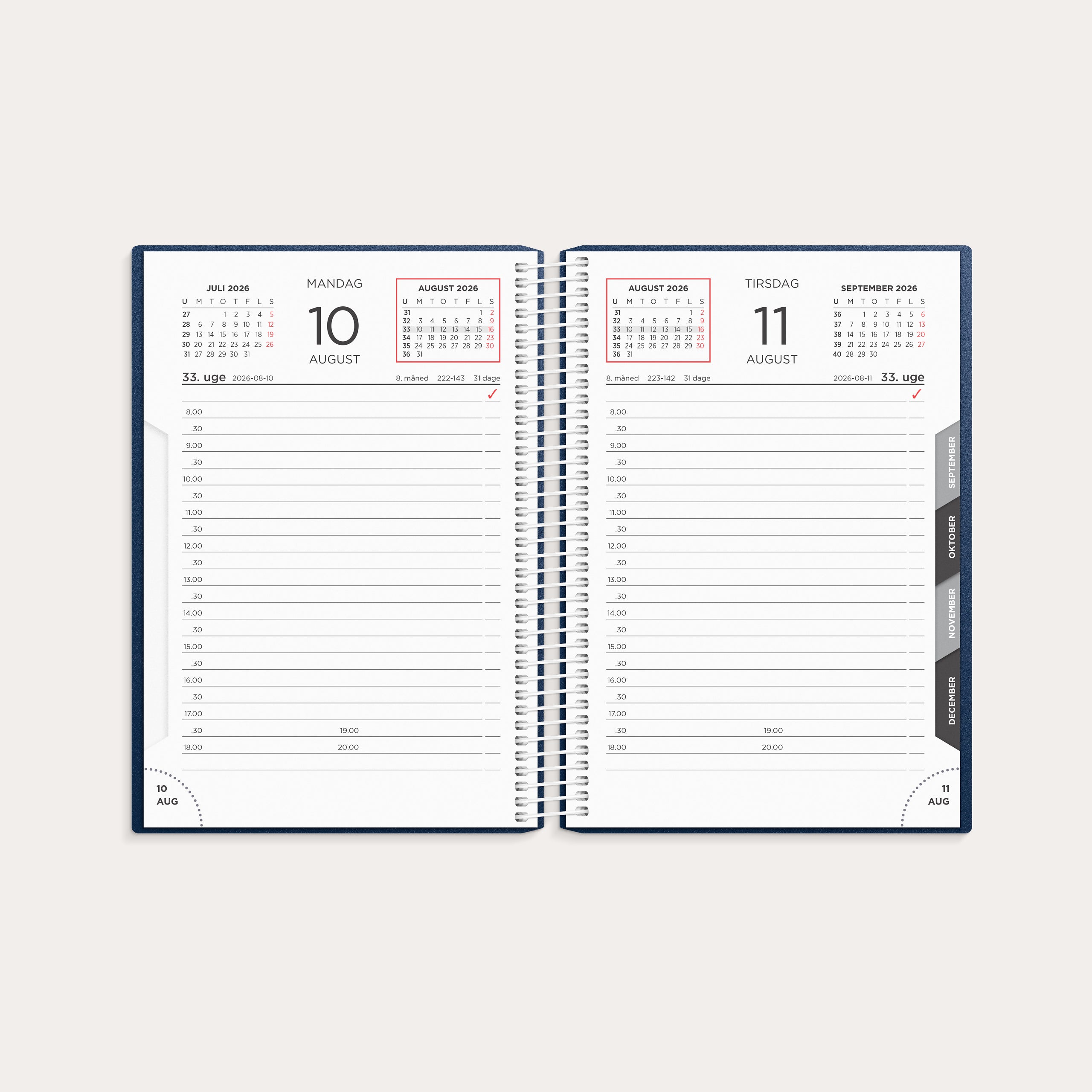 Dagkalender blå PP-plast 2026