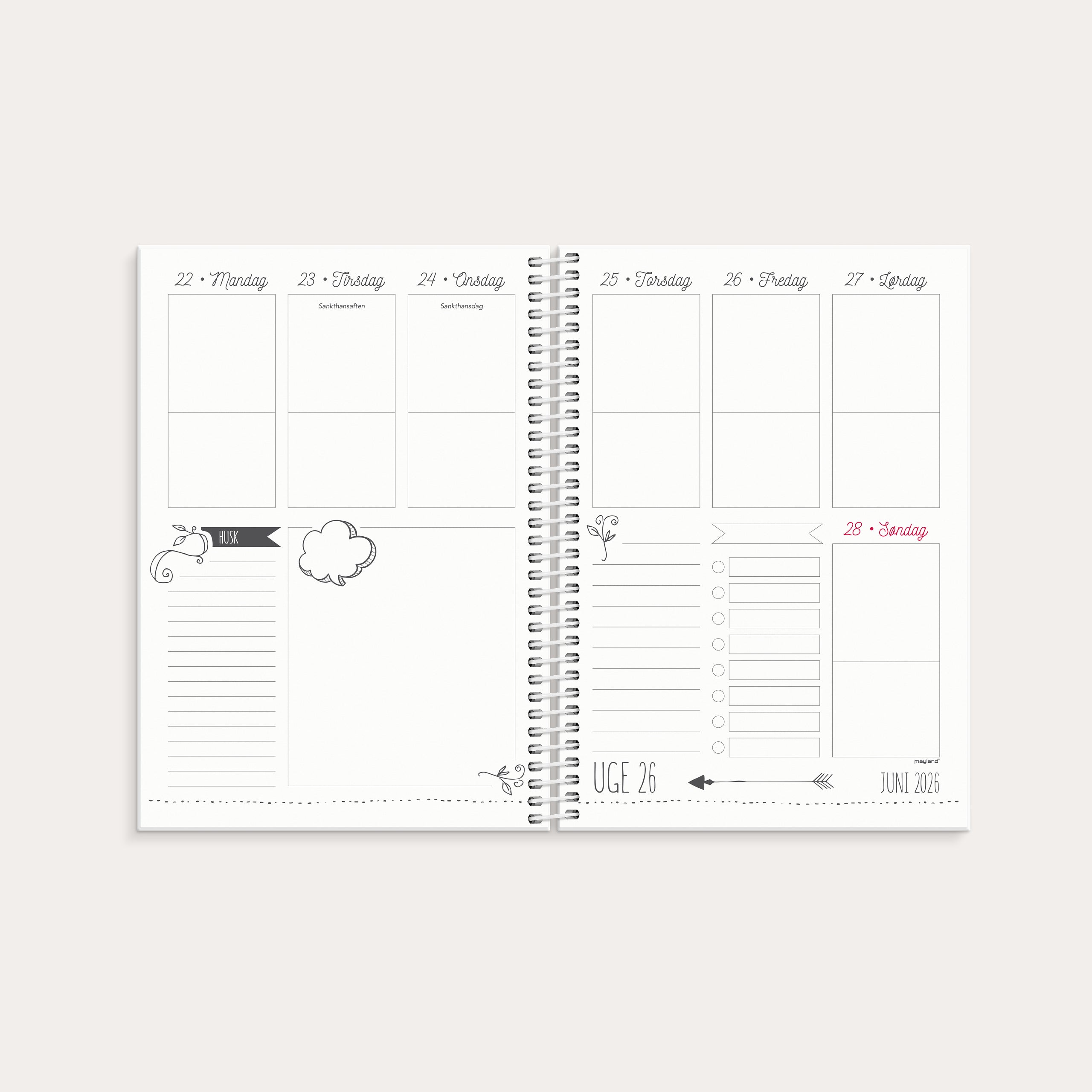 Doodle I A5 ugekalender 2026