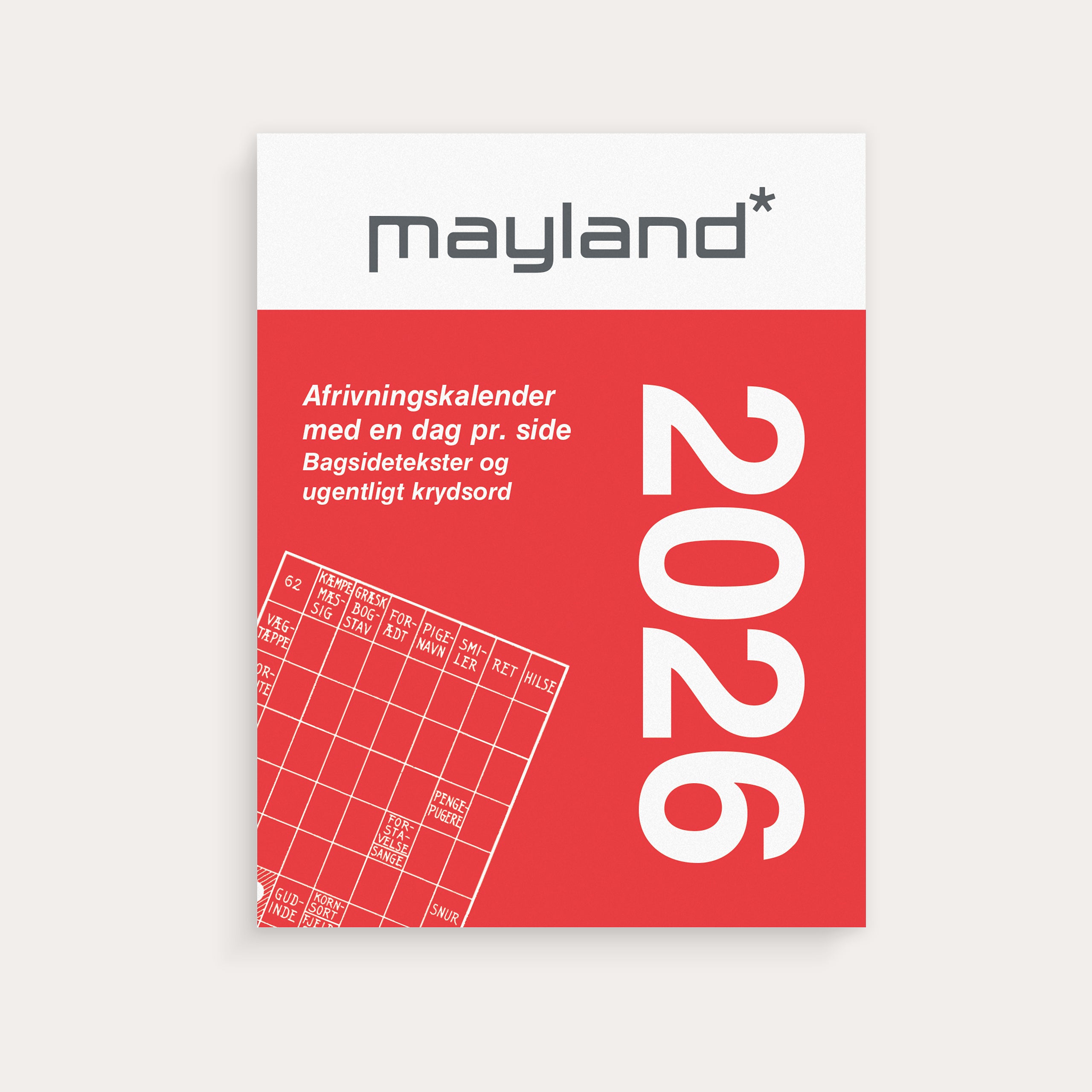 Broderikalender m/split og bagsidetekst 2026