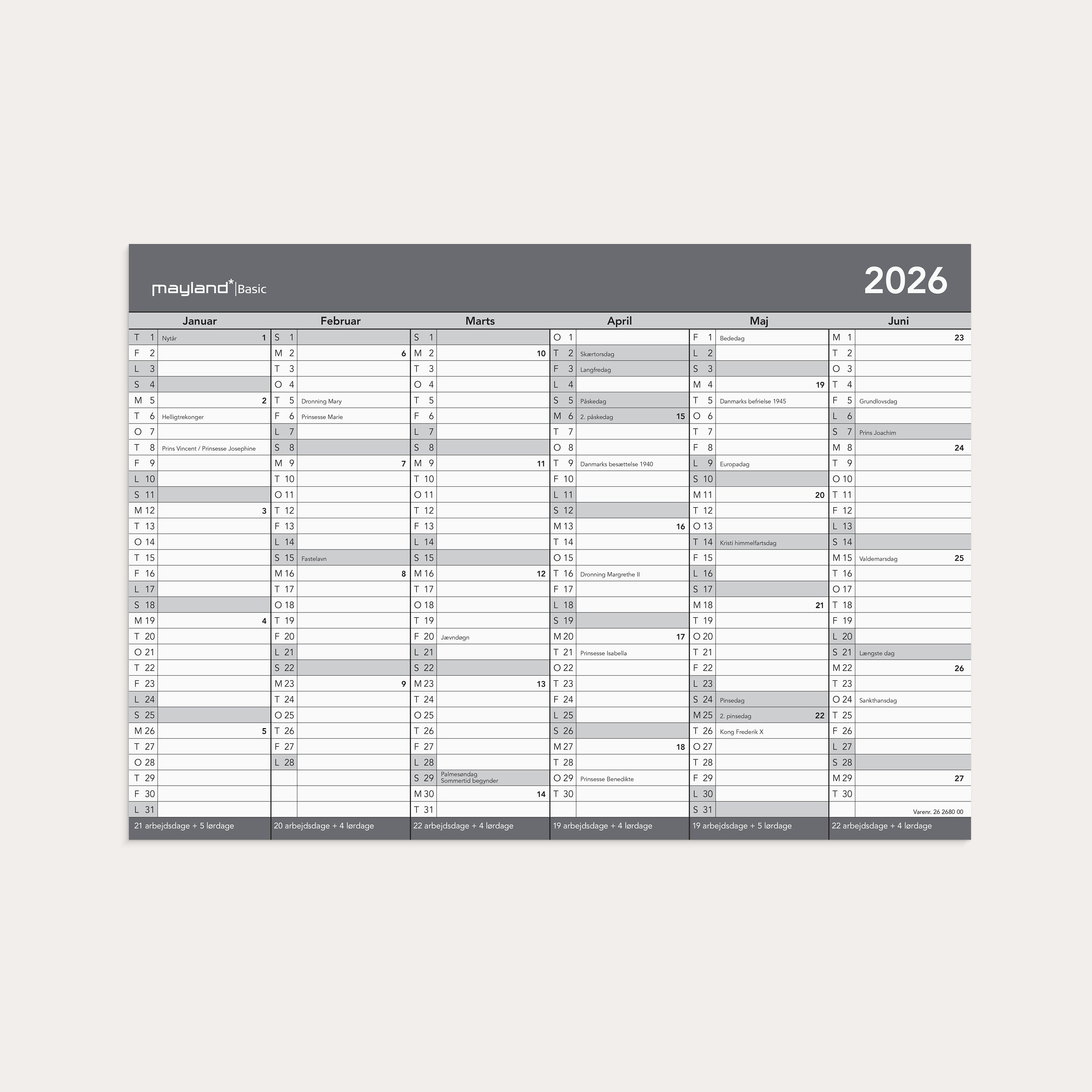 Basic kontorkalender A4 2026