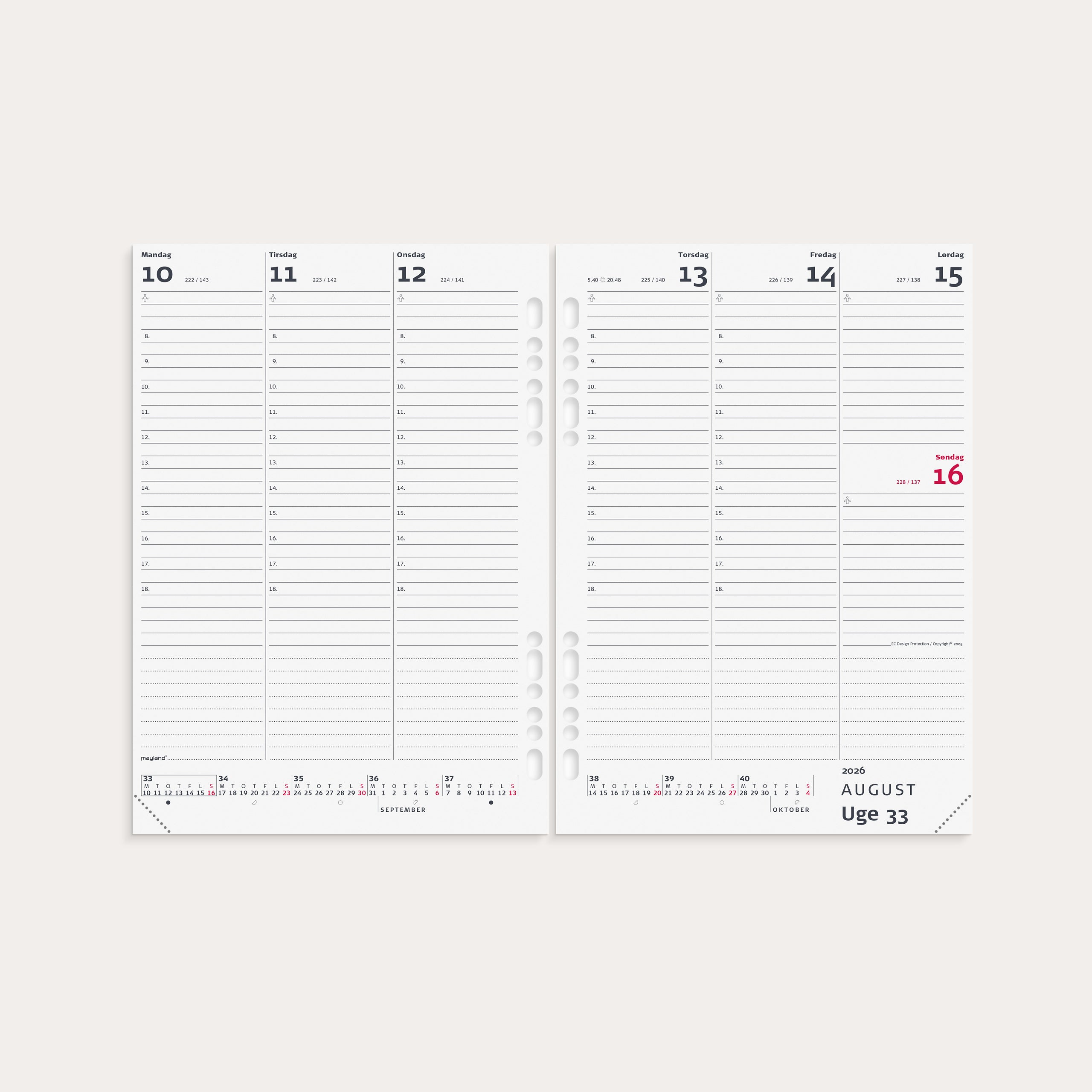 System A5 ugekalender højformat REFILL 2026