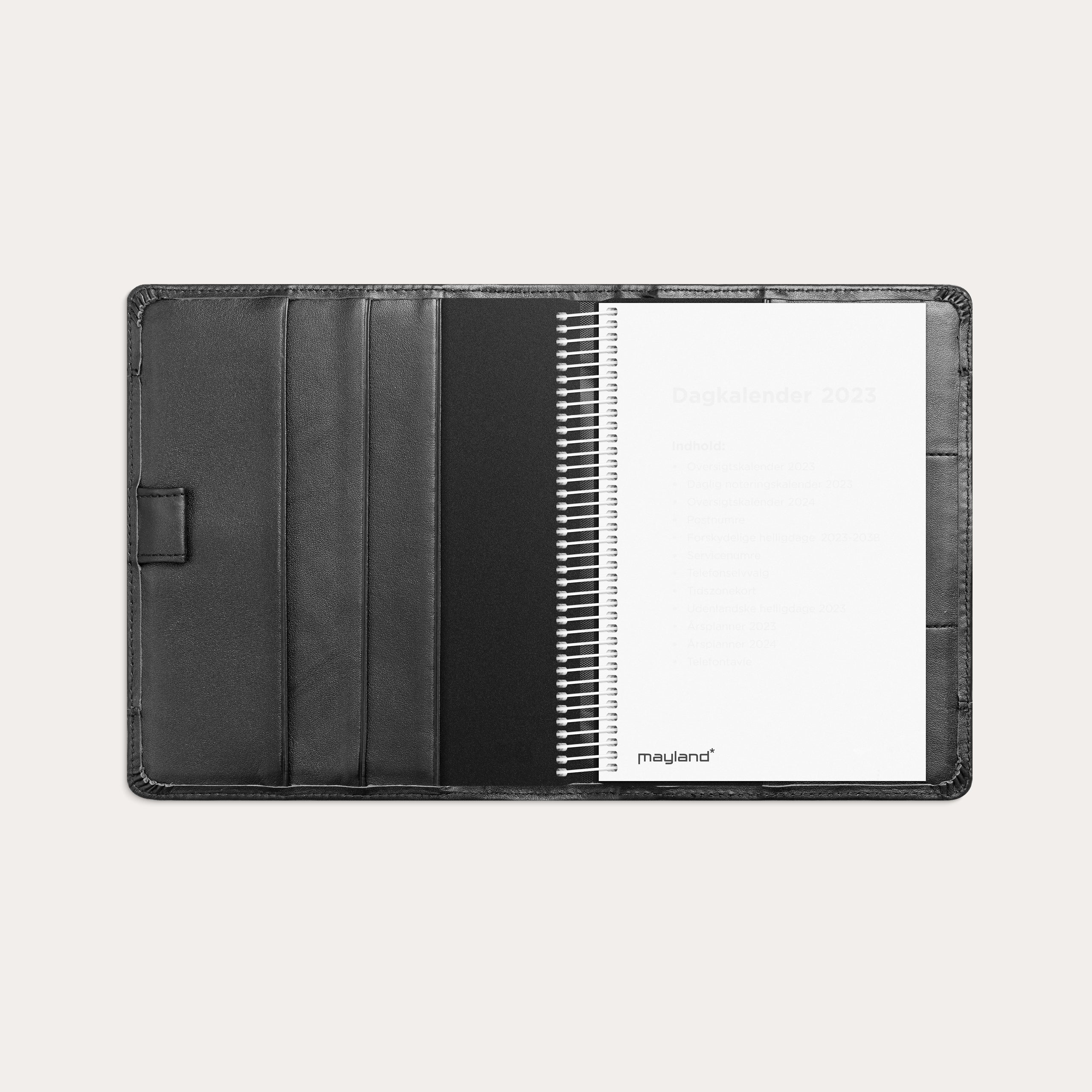 Omslag til spiralkalender sort skind