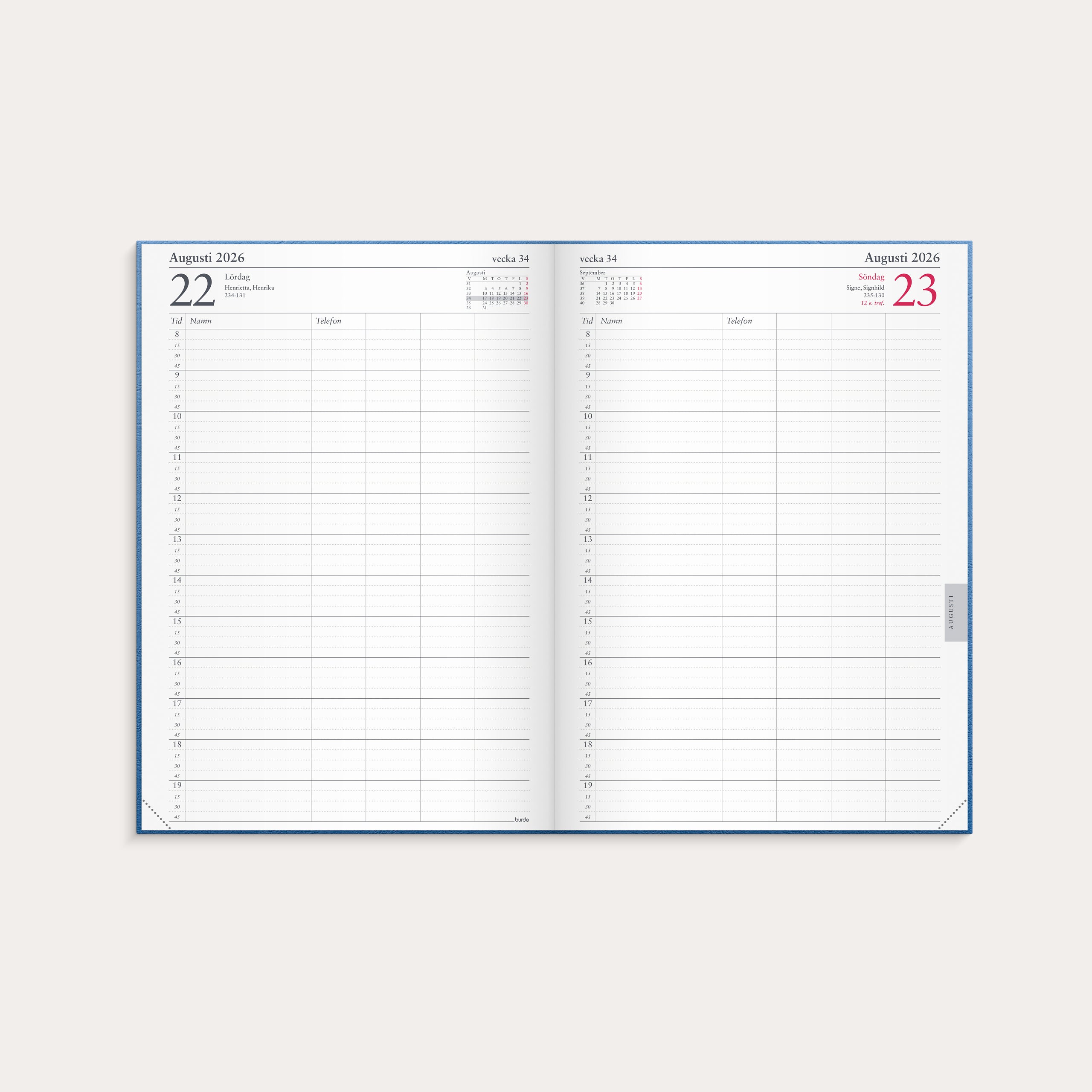 Kalender 2026 Tidjournal blå kartong