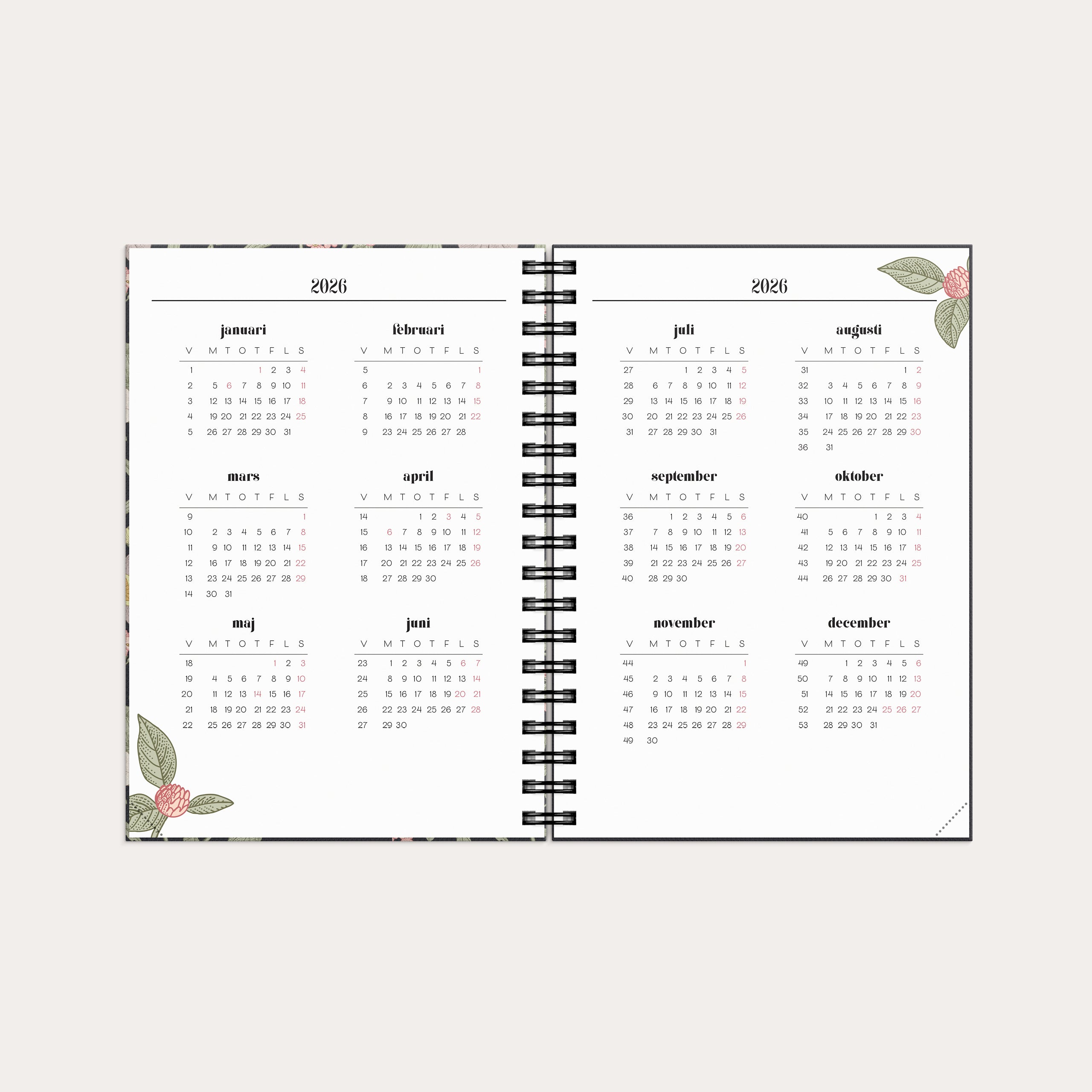 Kalender 2026 Life Planner Floral