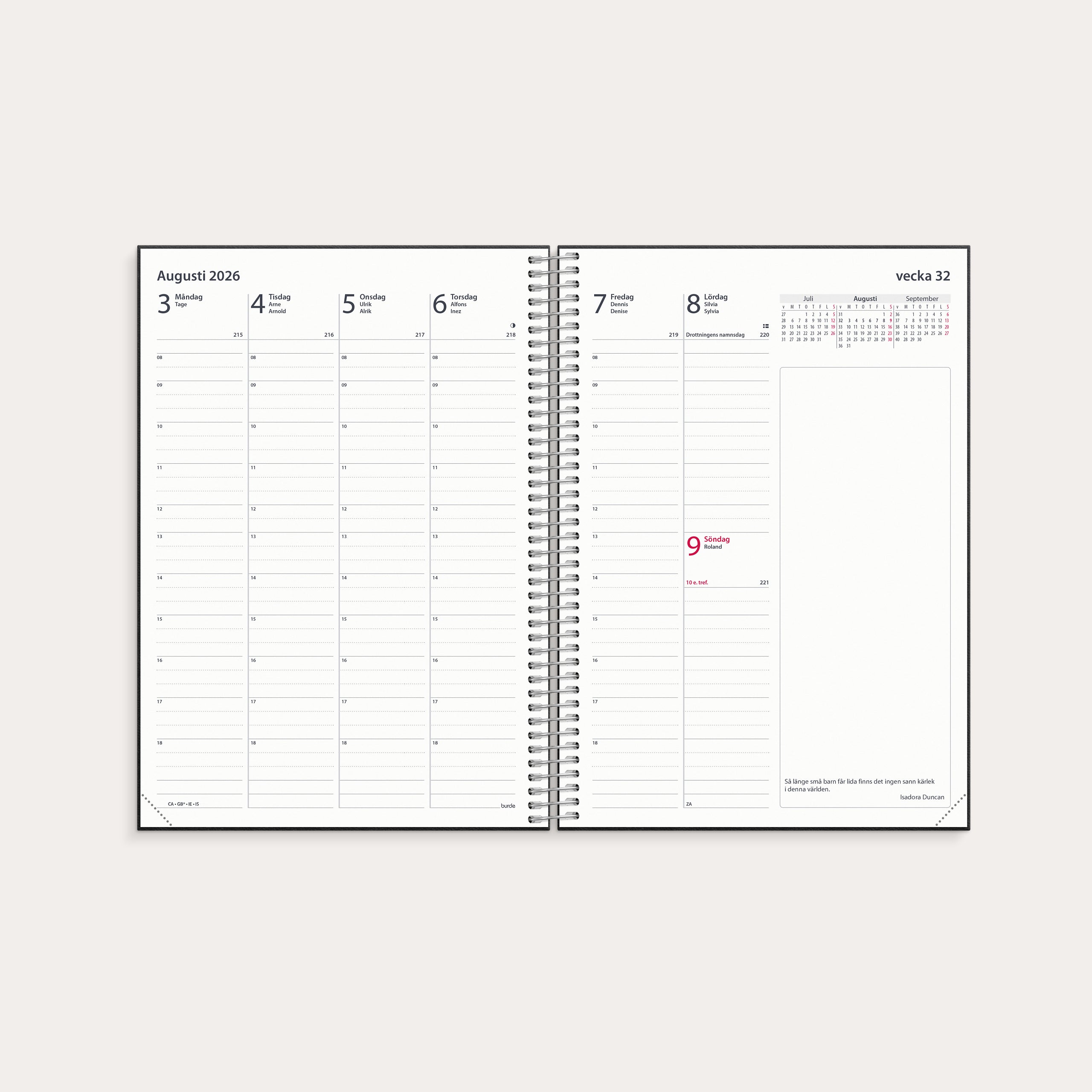 Kalender 2026 Business VIP svart konstläder