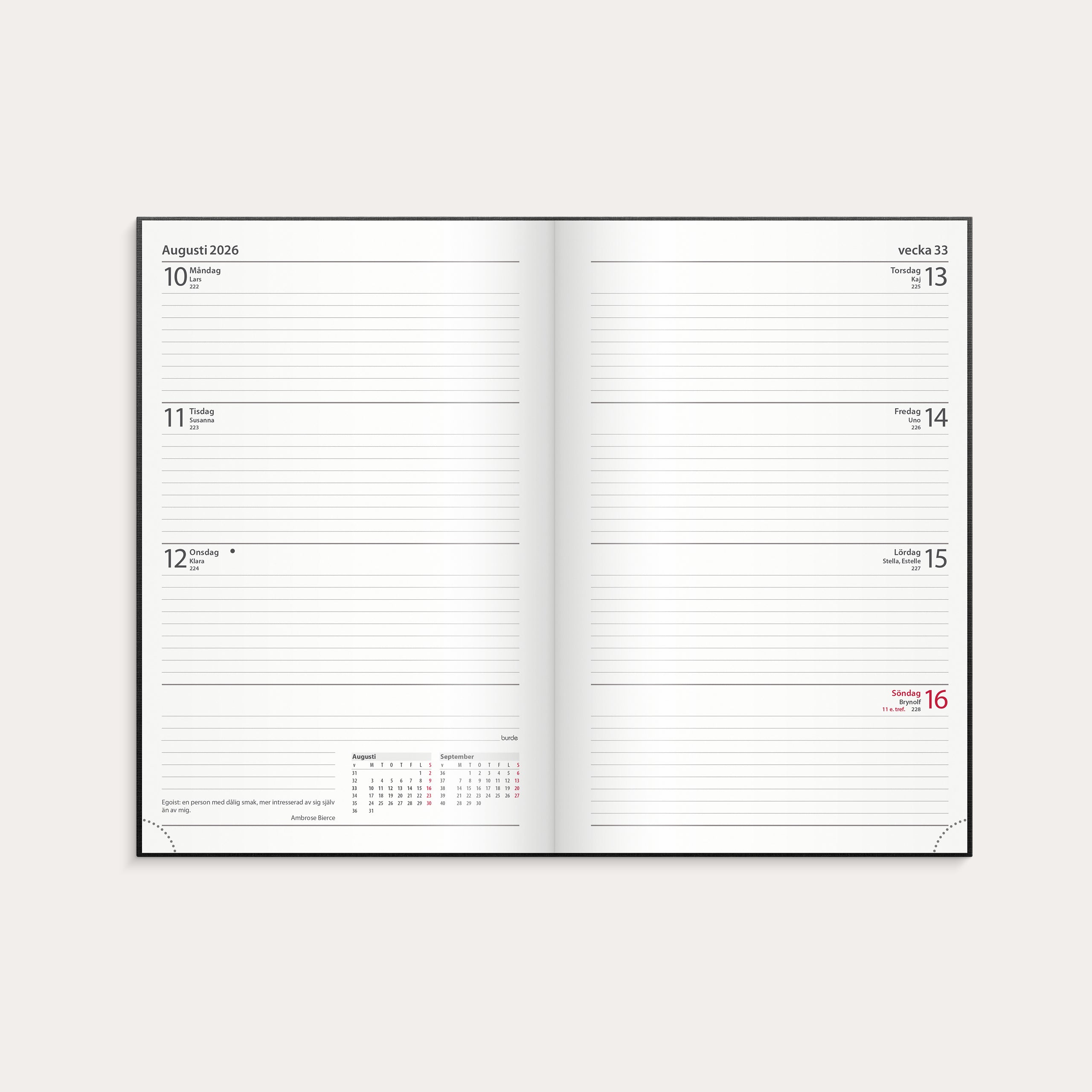 Dagbokskalender 2026 svart