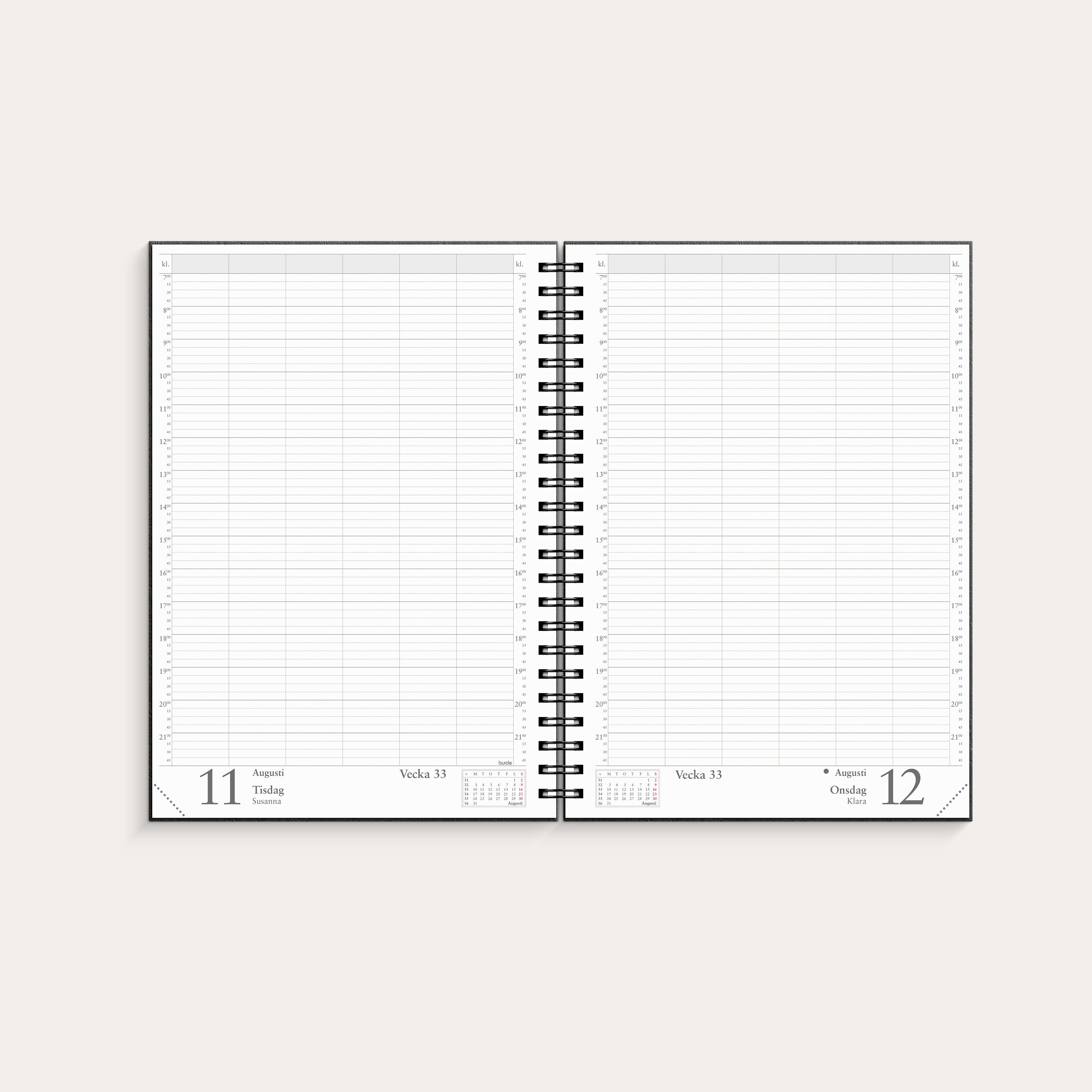 Kalender 2026 Bokningsjournalen svart kartong