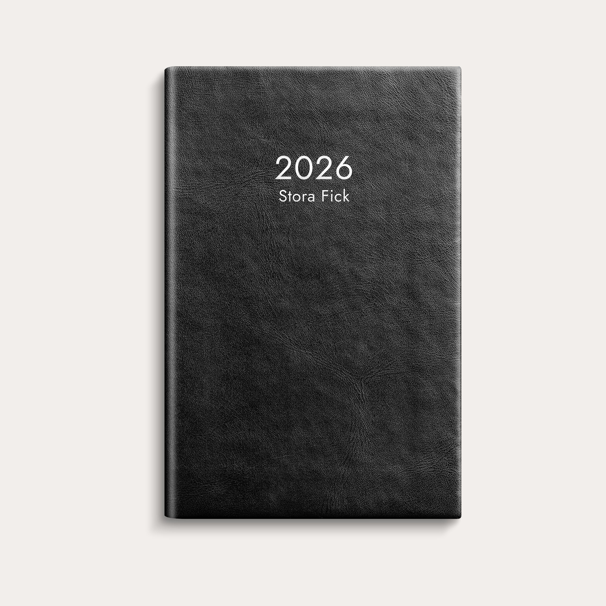 Kalender Stora Fick 2026 svart konstläder
