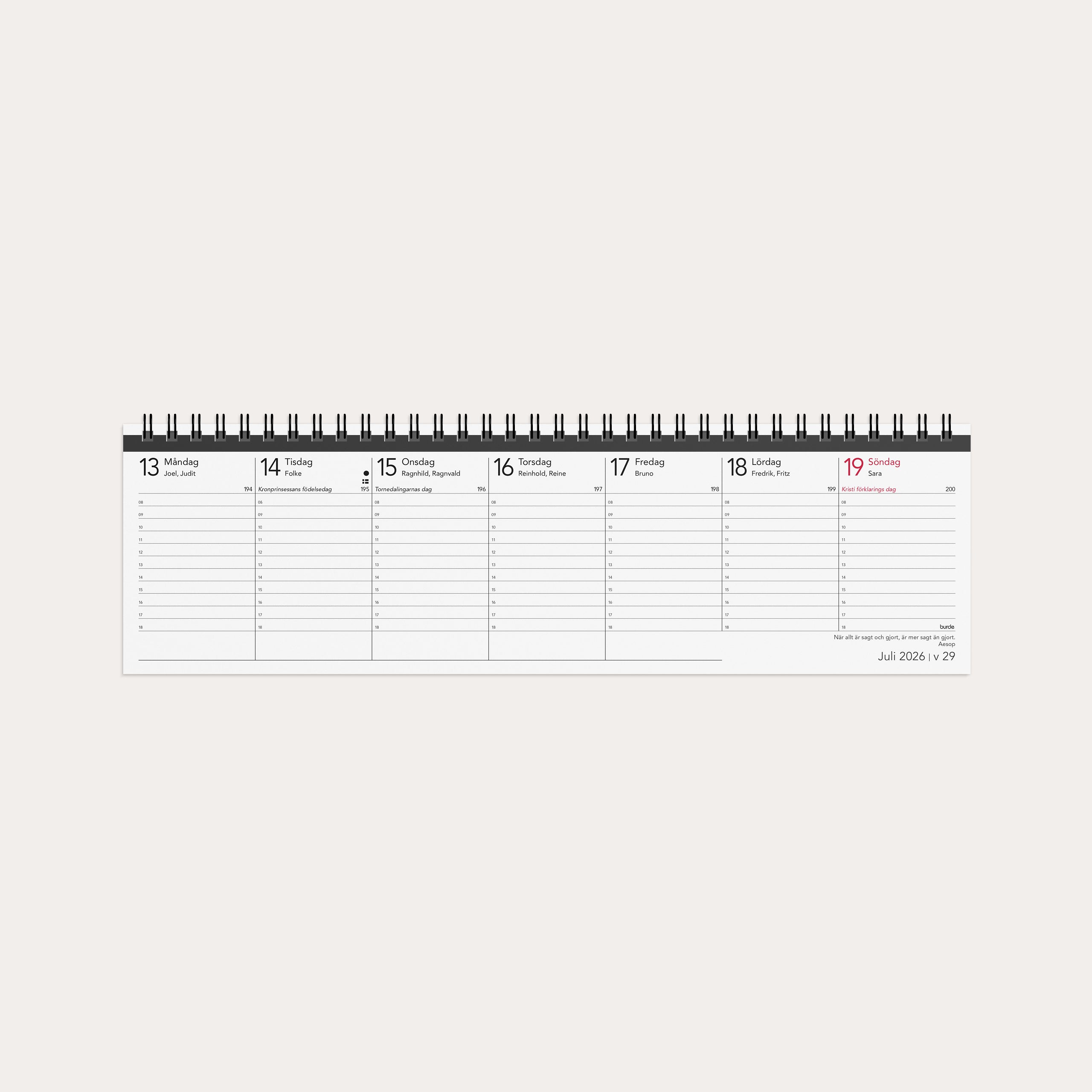 Kalender 2026 Veckoalmanackan Elegant