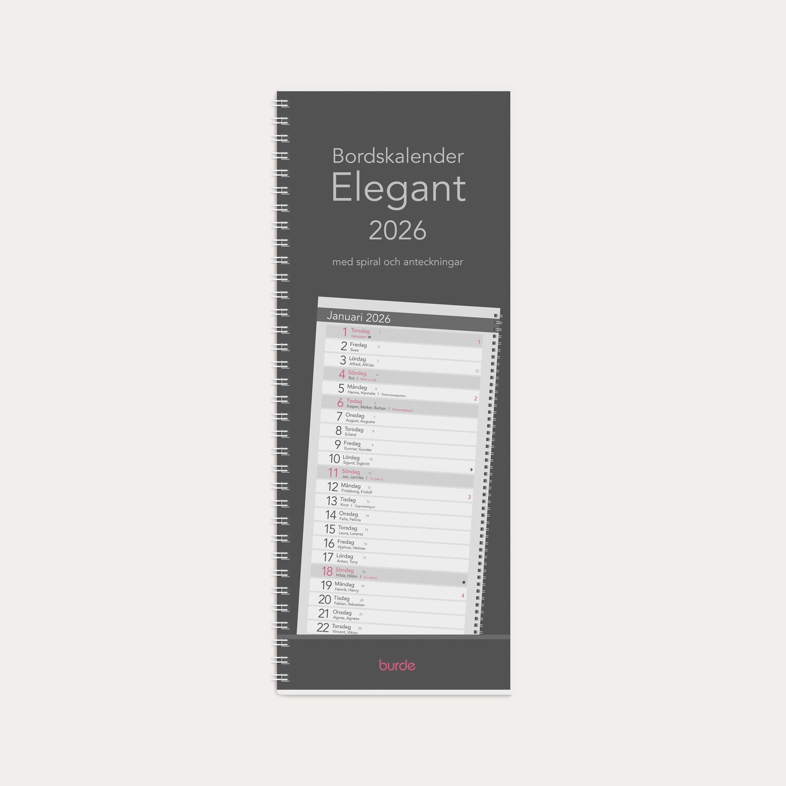 Kalender 2026 Bordskalender Elegant spiral