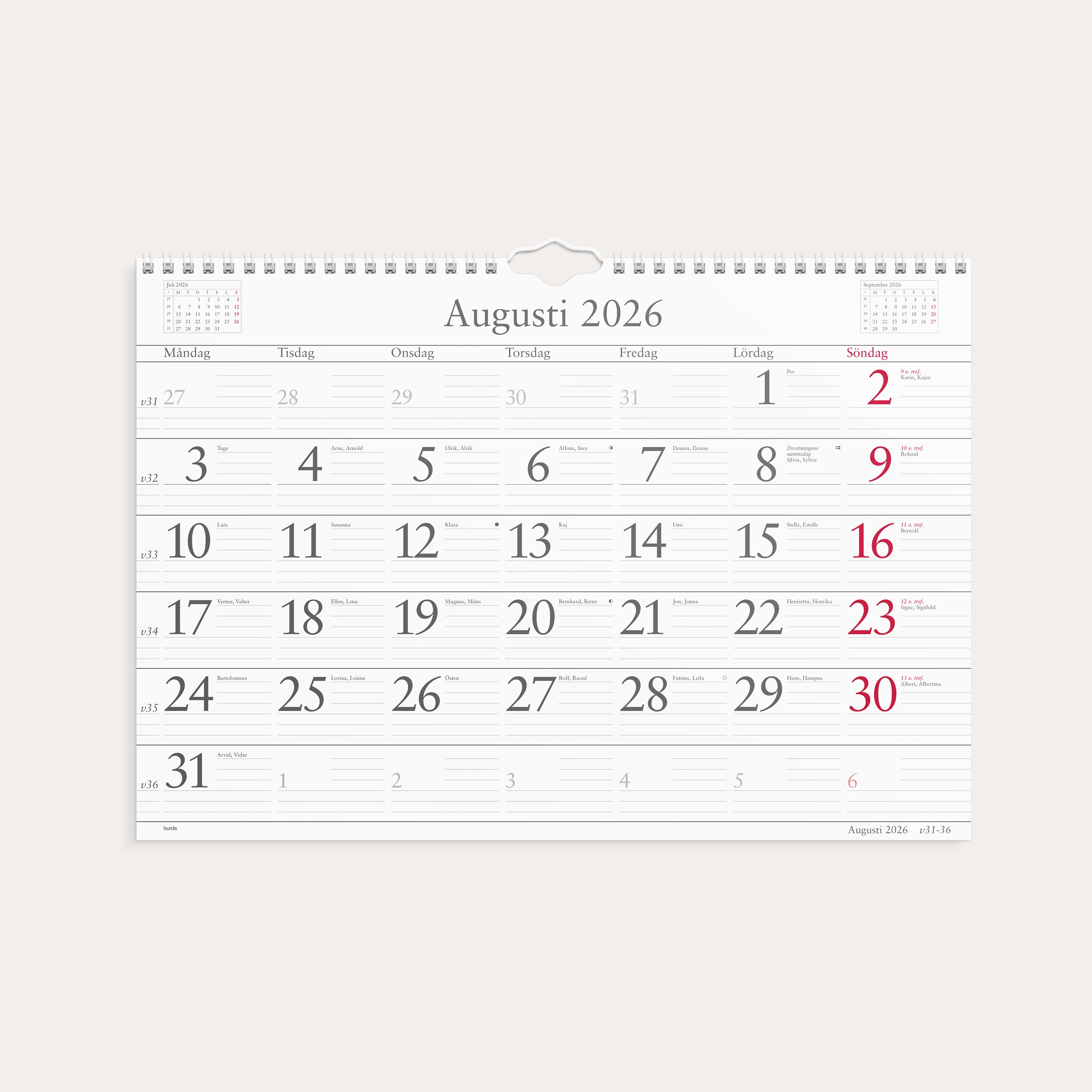 Väggkalender 2026 Månadskalendern