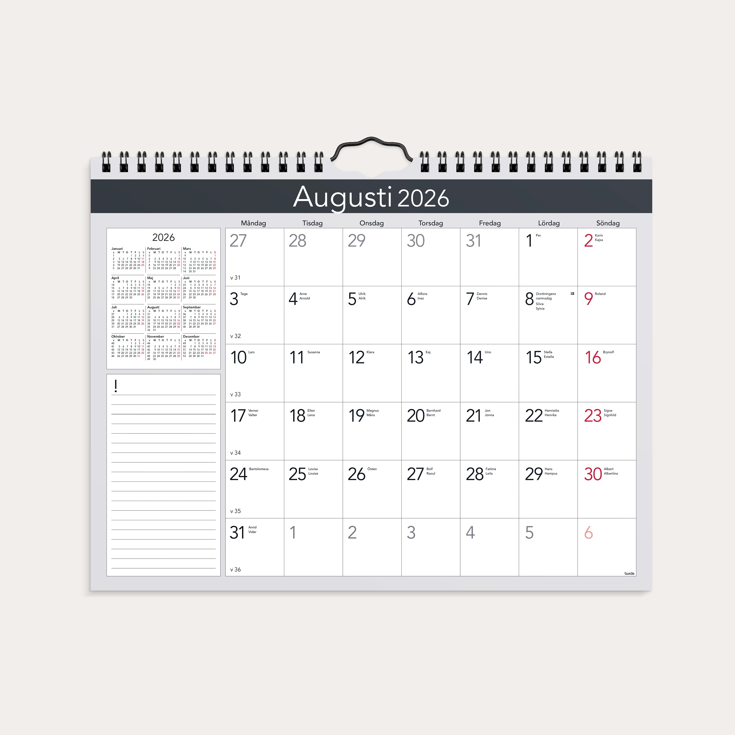 Väggkalender 2026 Miljökalendern Elegant