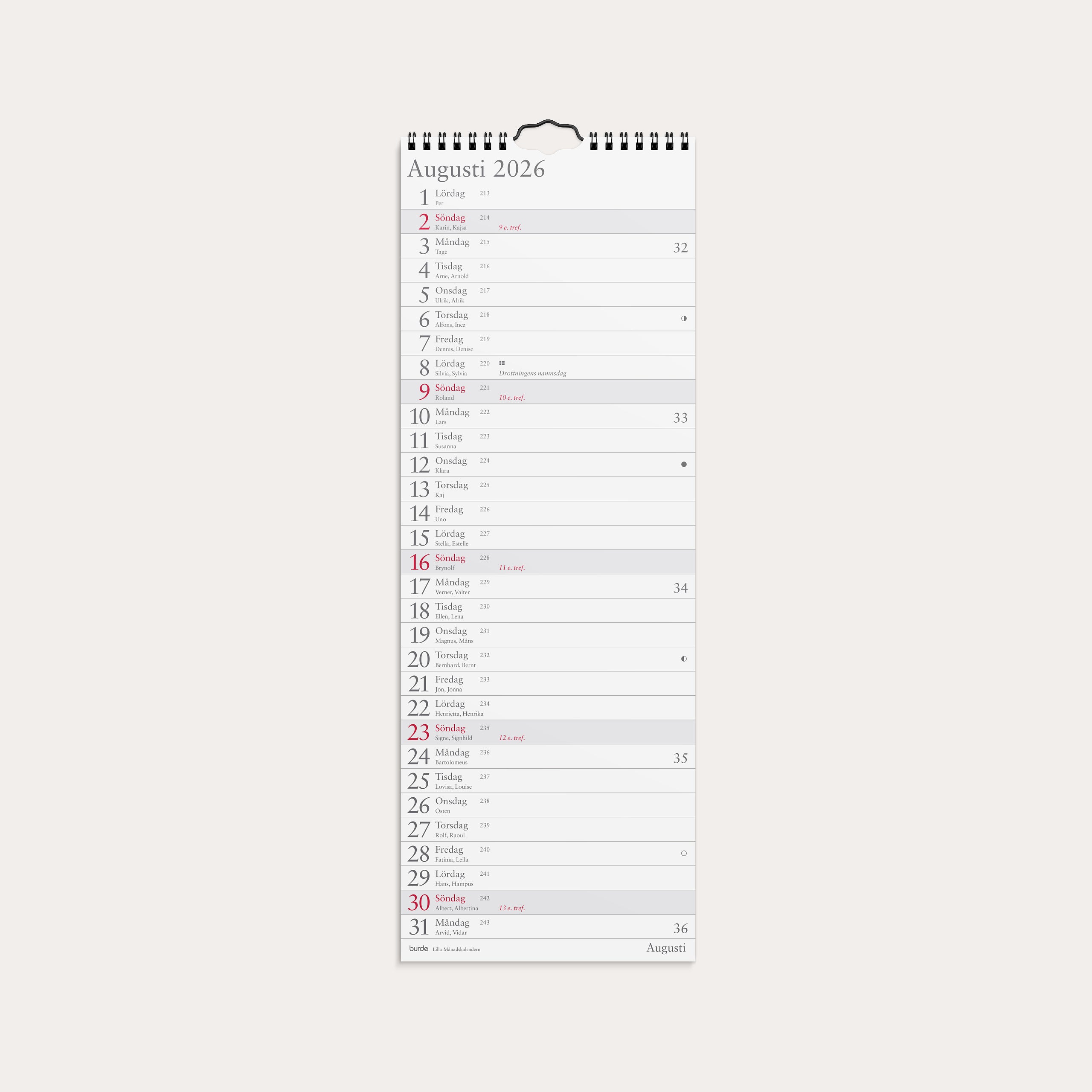 Väggkalender 2026 Lilla Månadskalendern