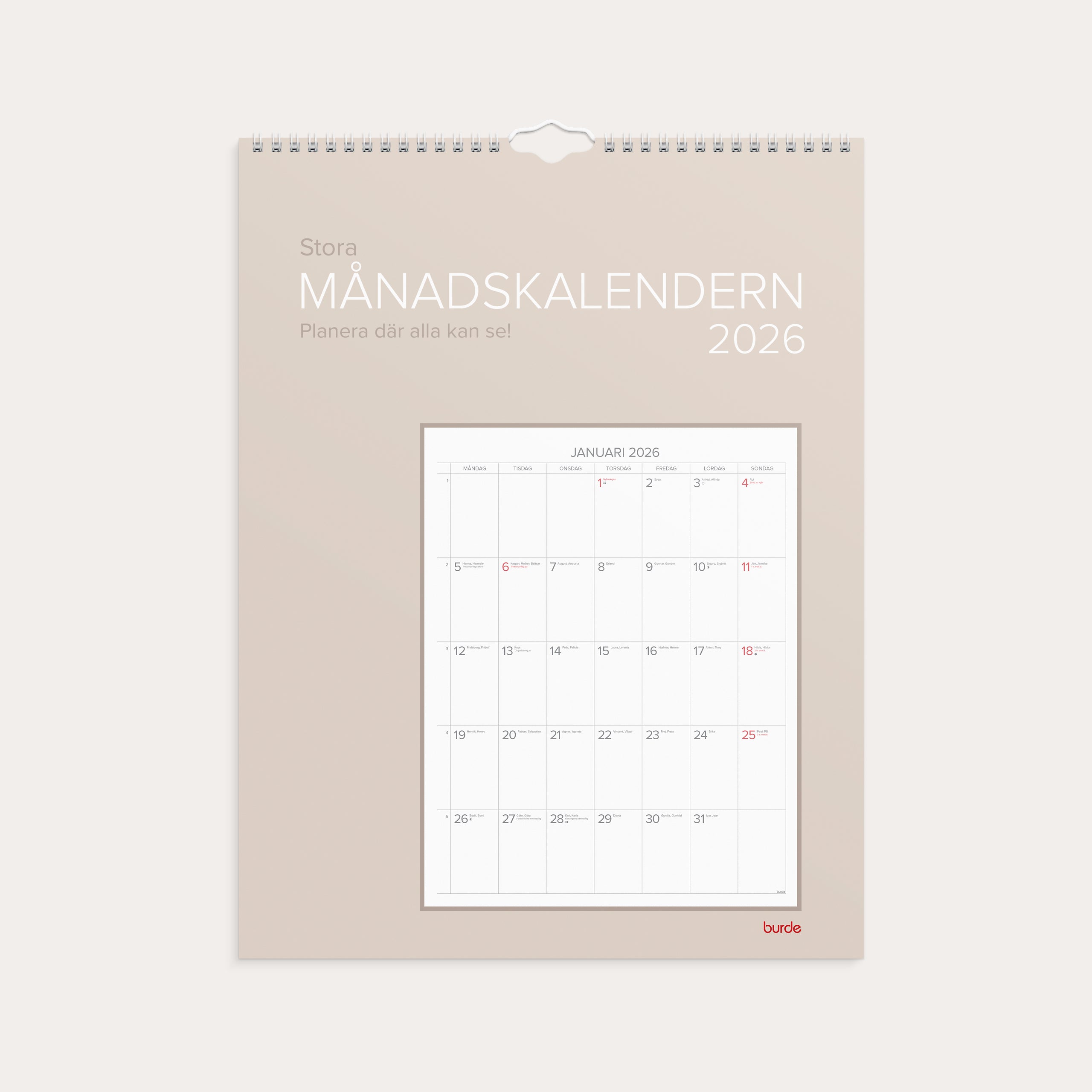 Väggkalender 2026 Stora Månadskalendern