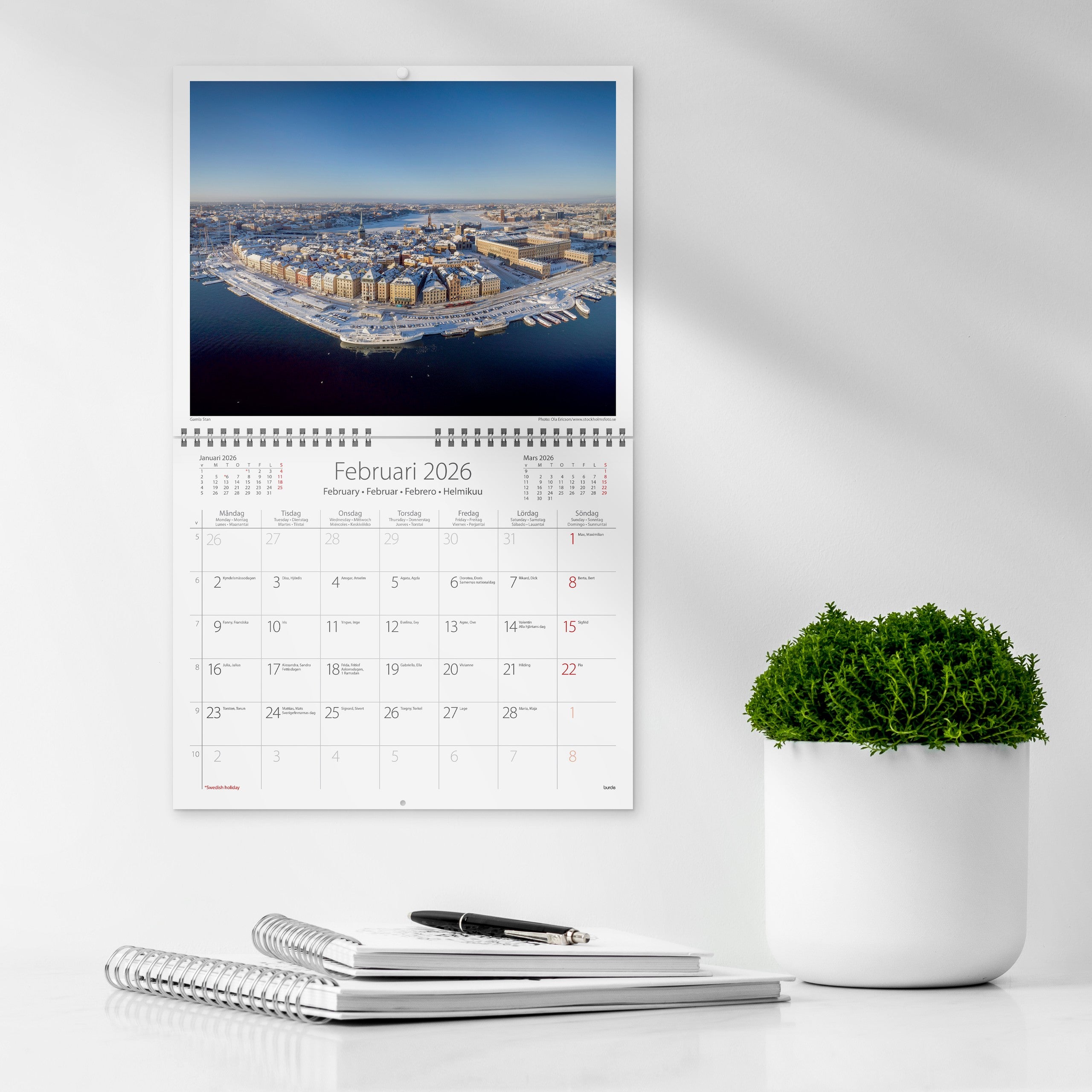 Väggkalender 2026 Stockholm
