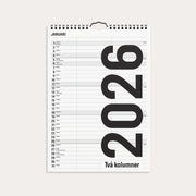 Familjekalender 2026 Black and white 2 kolumner