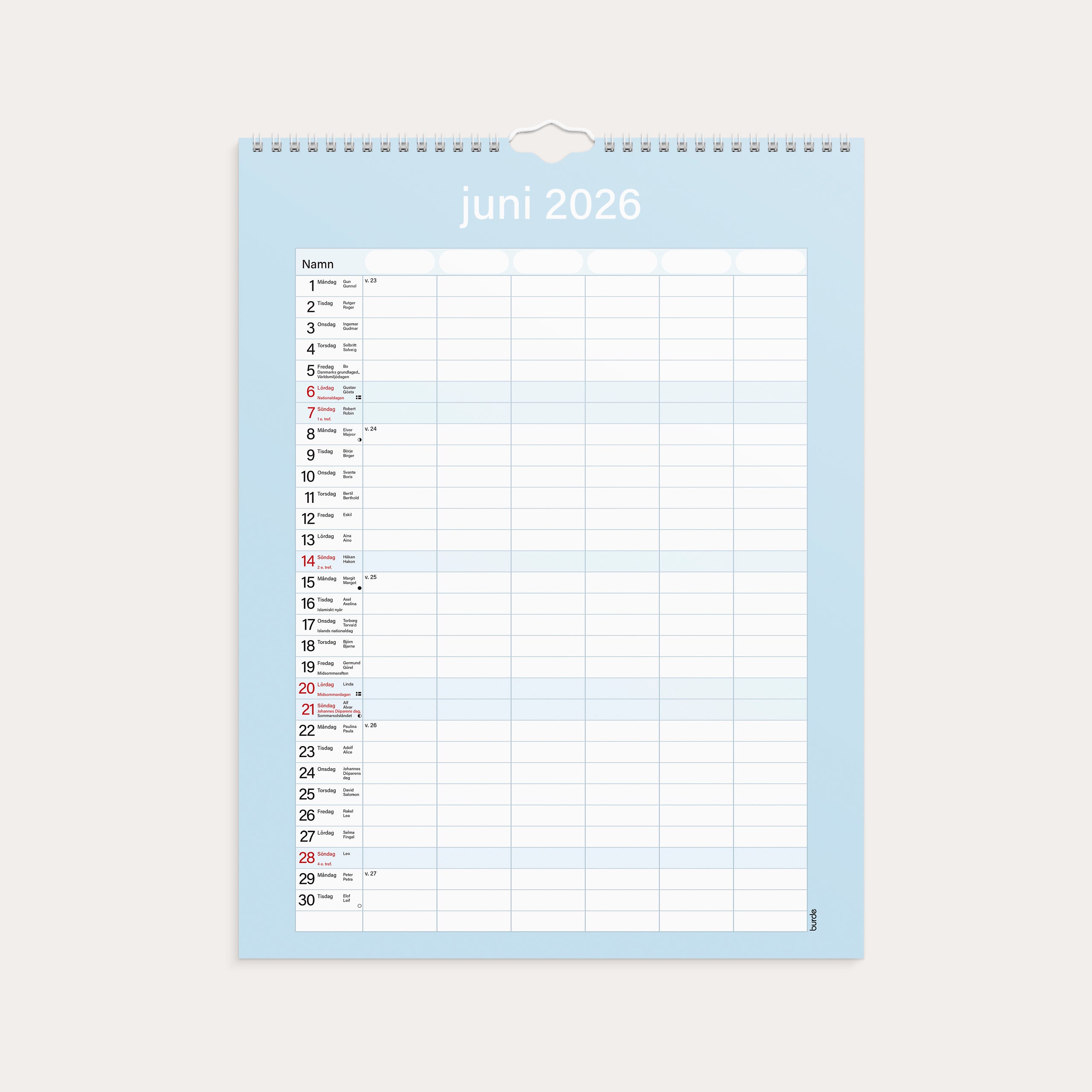 Familjekalender 2026 Praktisk