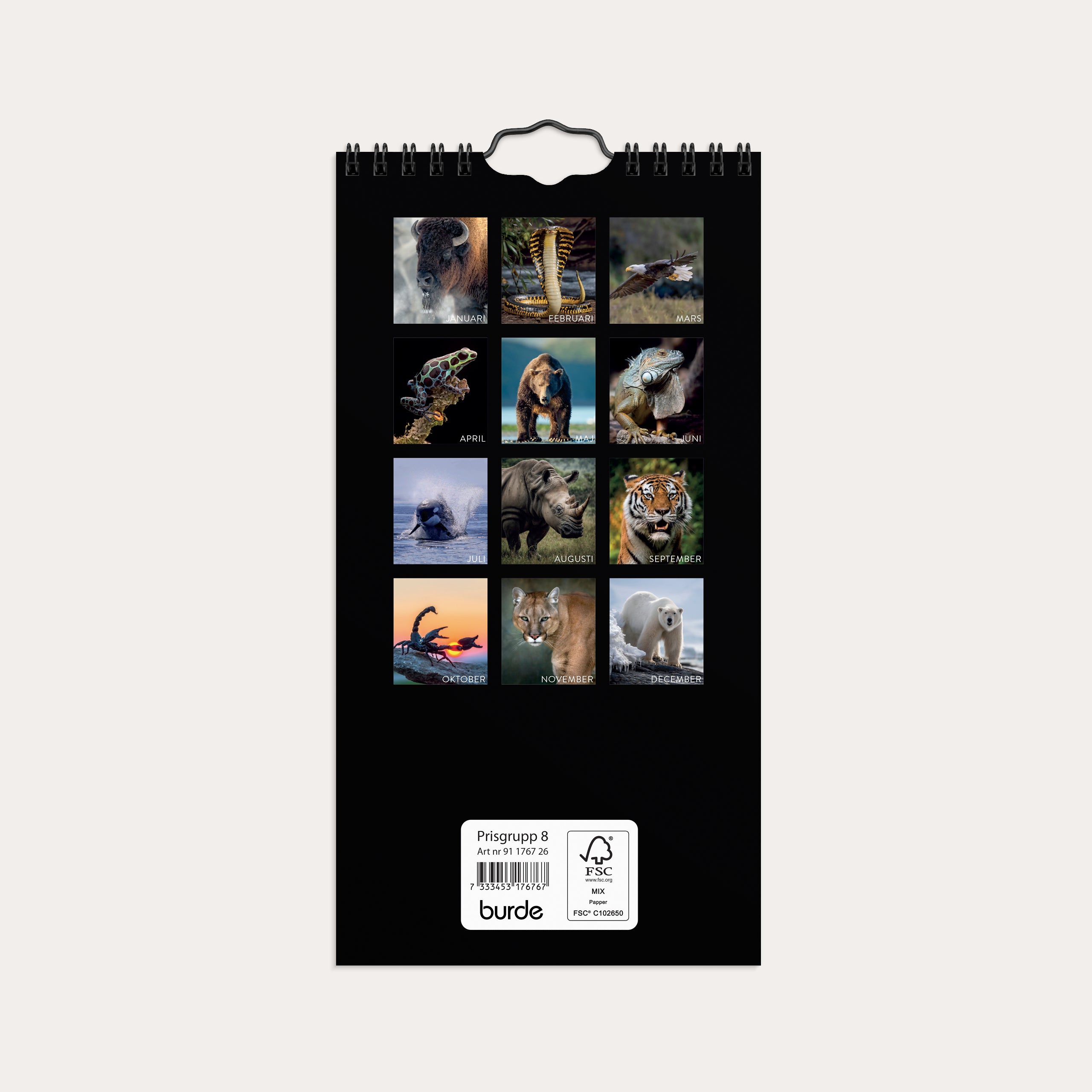 Väggkalender 2026 Wild animals