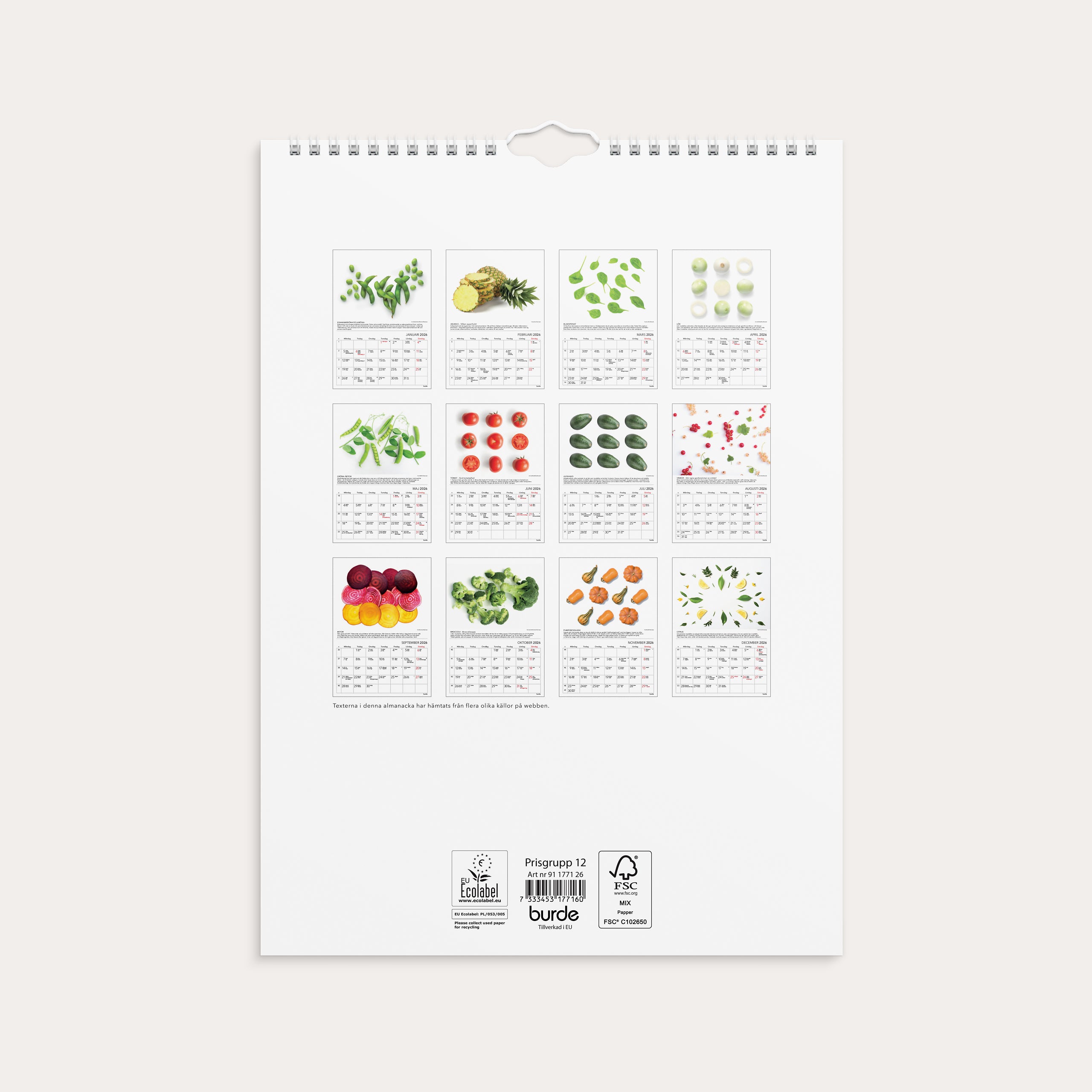 Väggkalender 2026 Gröna tips