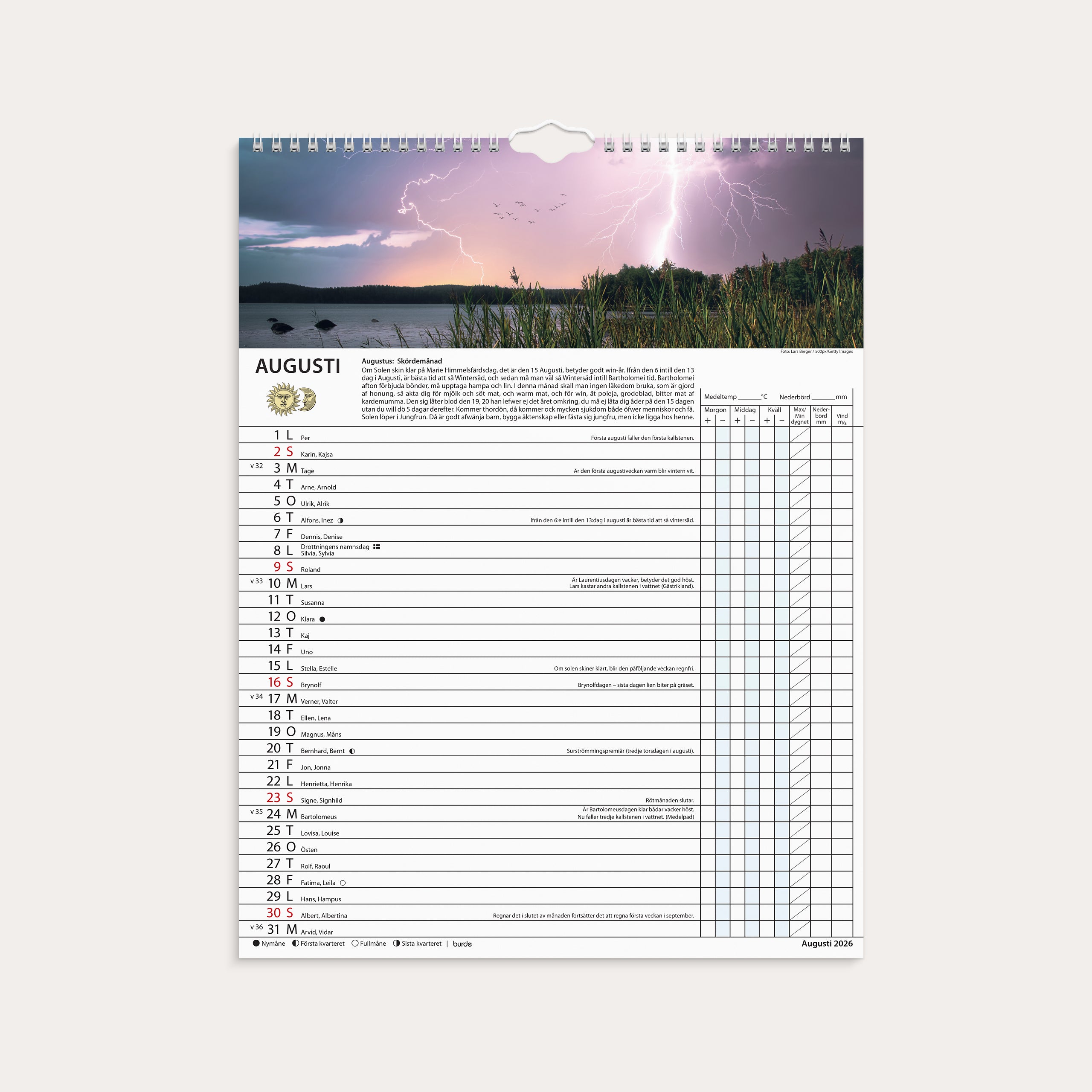 Väggkalender 2026 Väderalmanackan