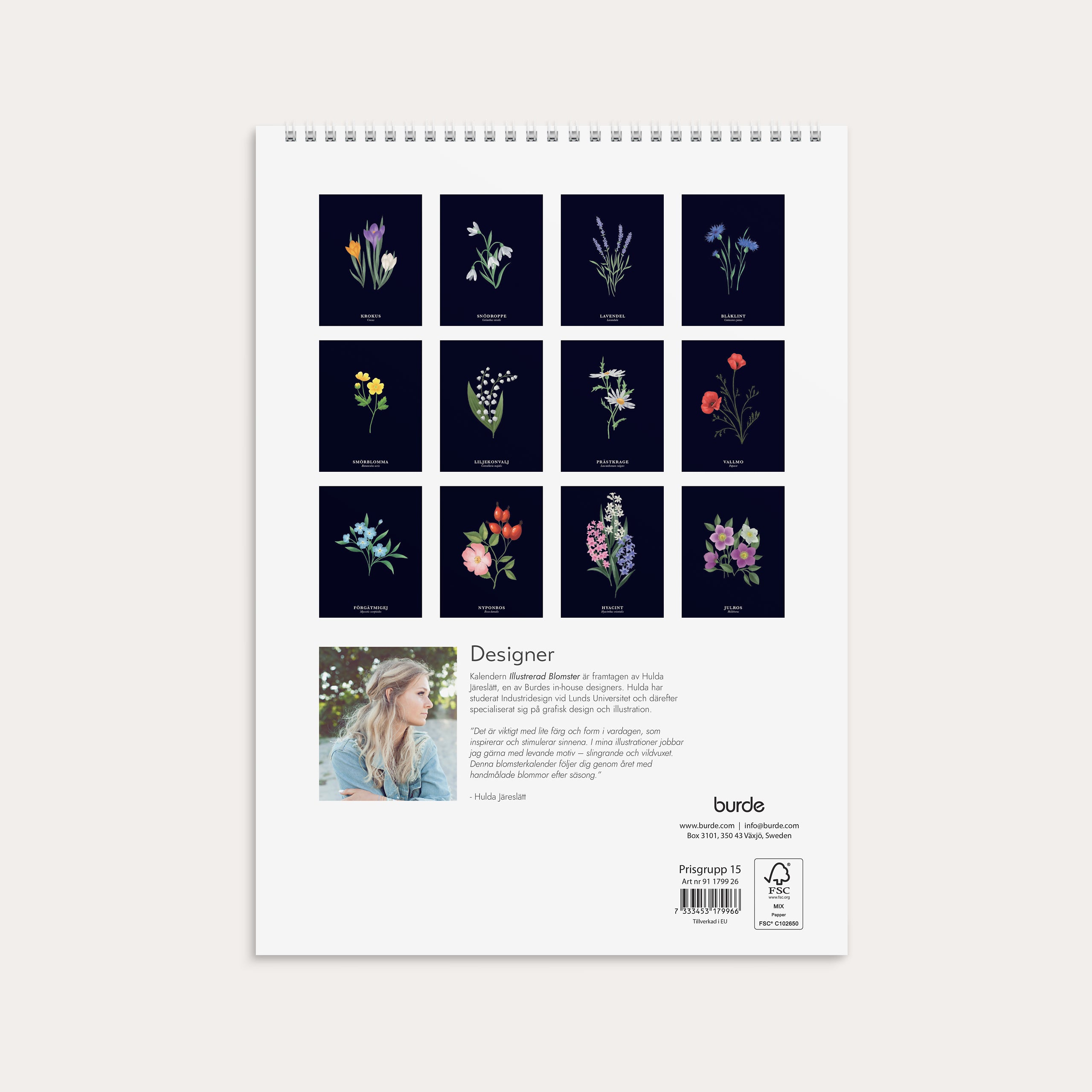 Väggkalender 2026 Illustrerad blomster