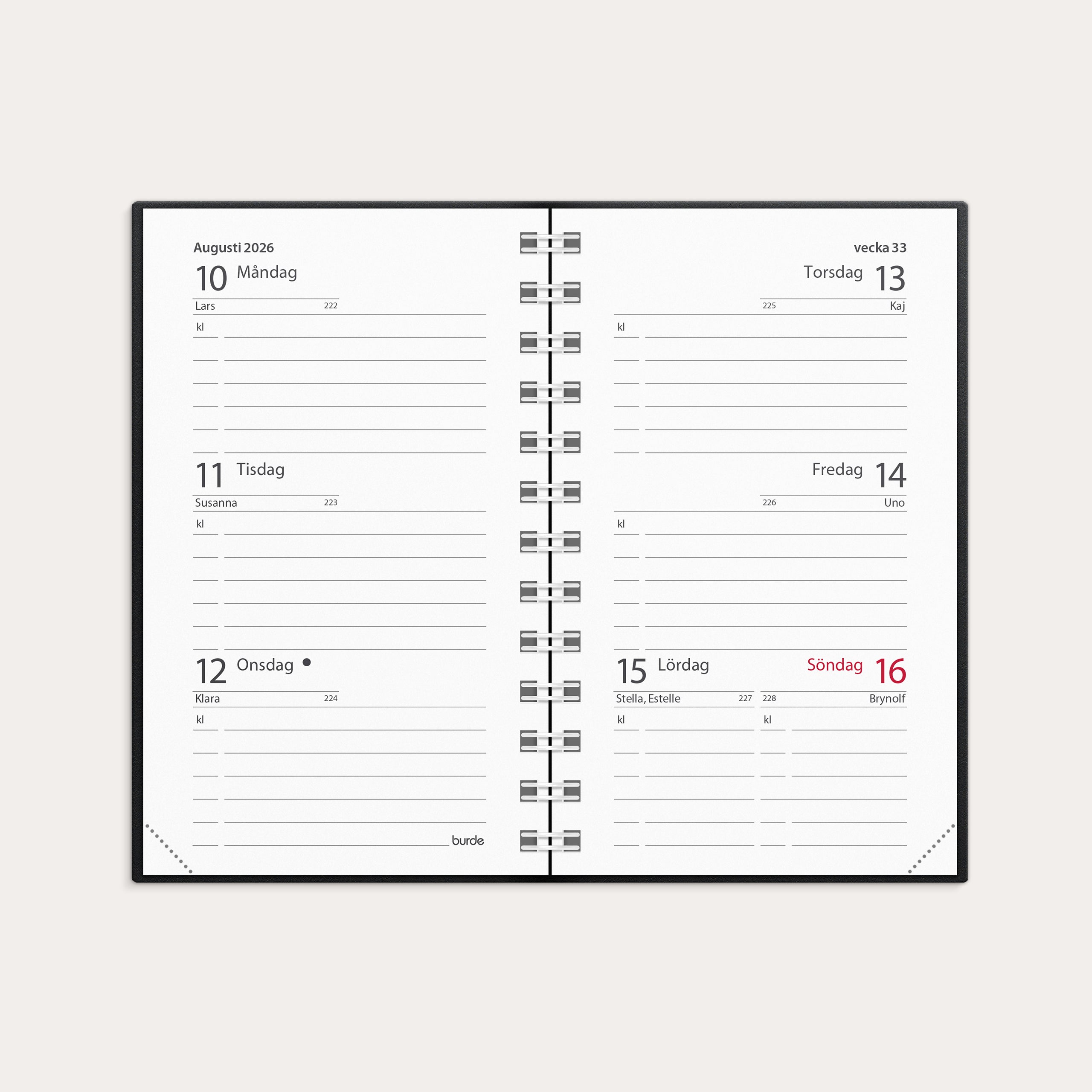 Kalender 2026 Mini svart plast