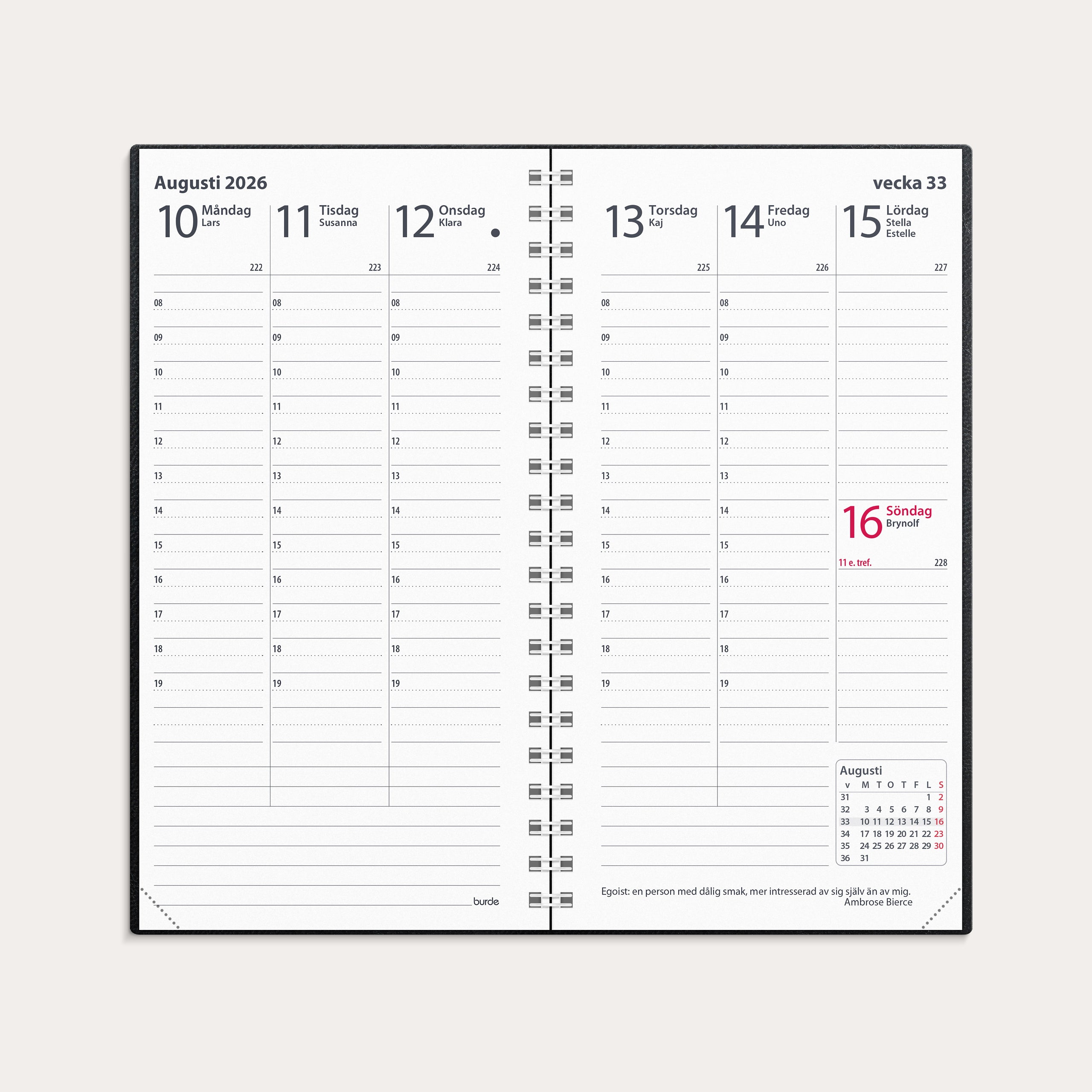 Kalender 2026 Interplano II svart konstläder