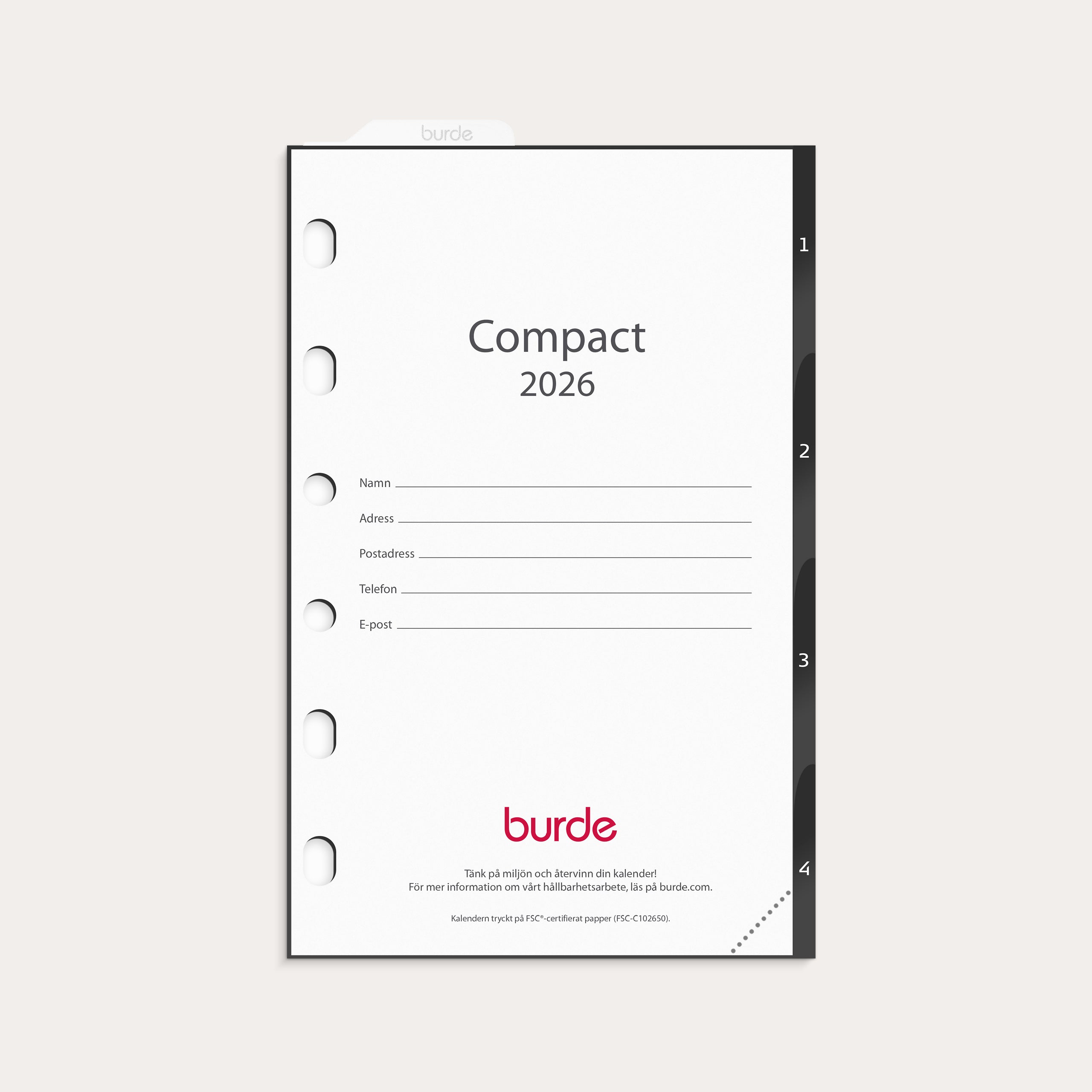 Kalender 2026 Compact grundsats