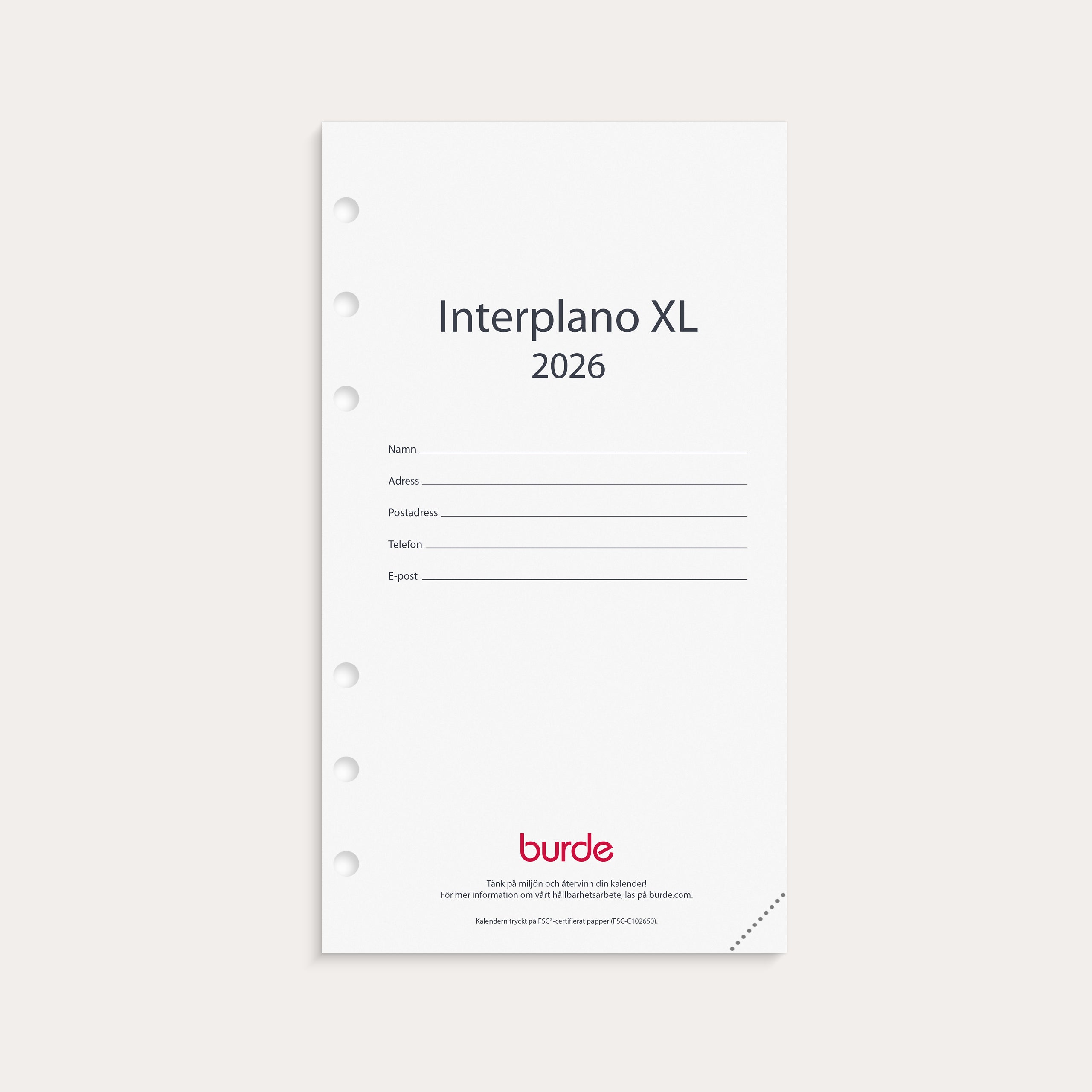 Kalender 2026 Regent kalendersats Interplano XL