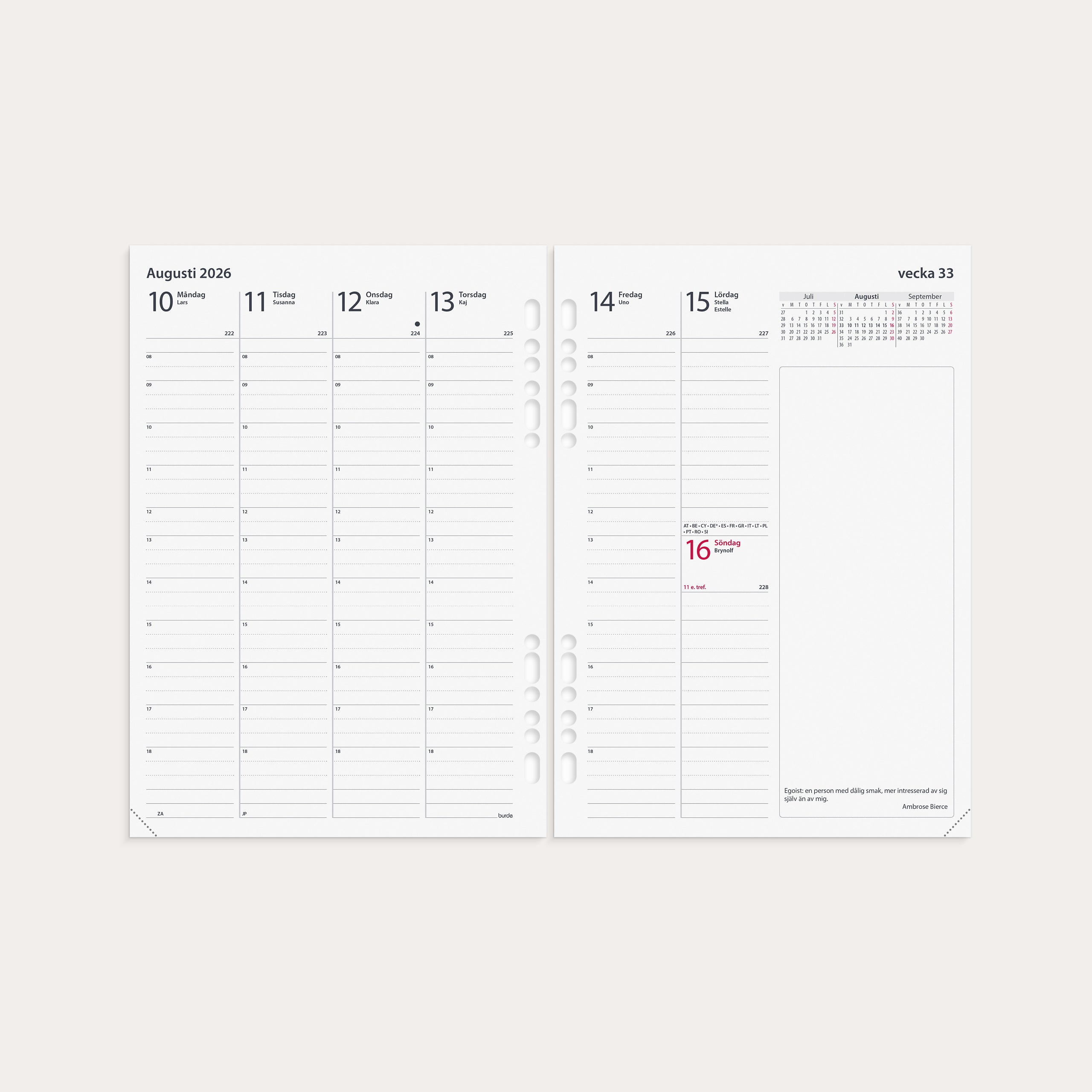 Business Systemkalender A5 2026 brunt skinn