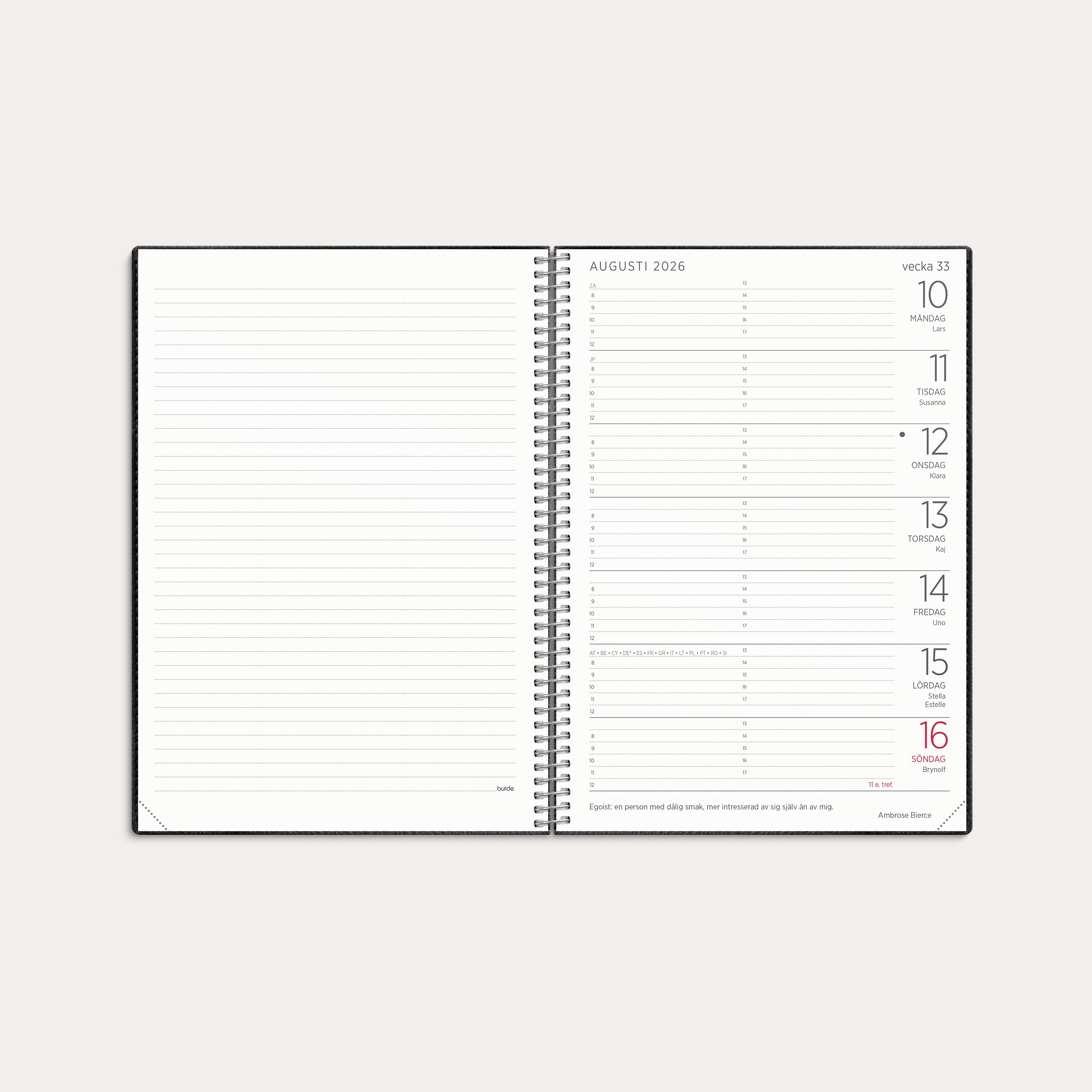 Kalender 2026 Stor Veckokalender Twist svart