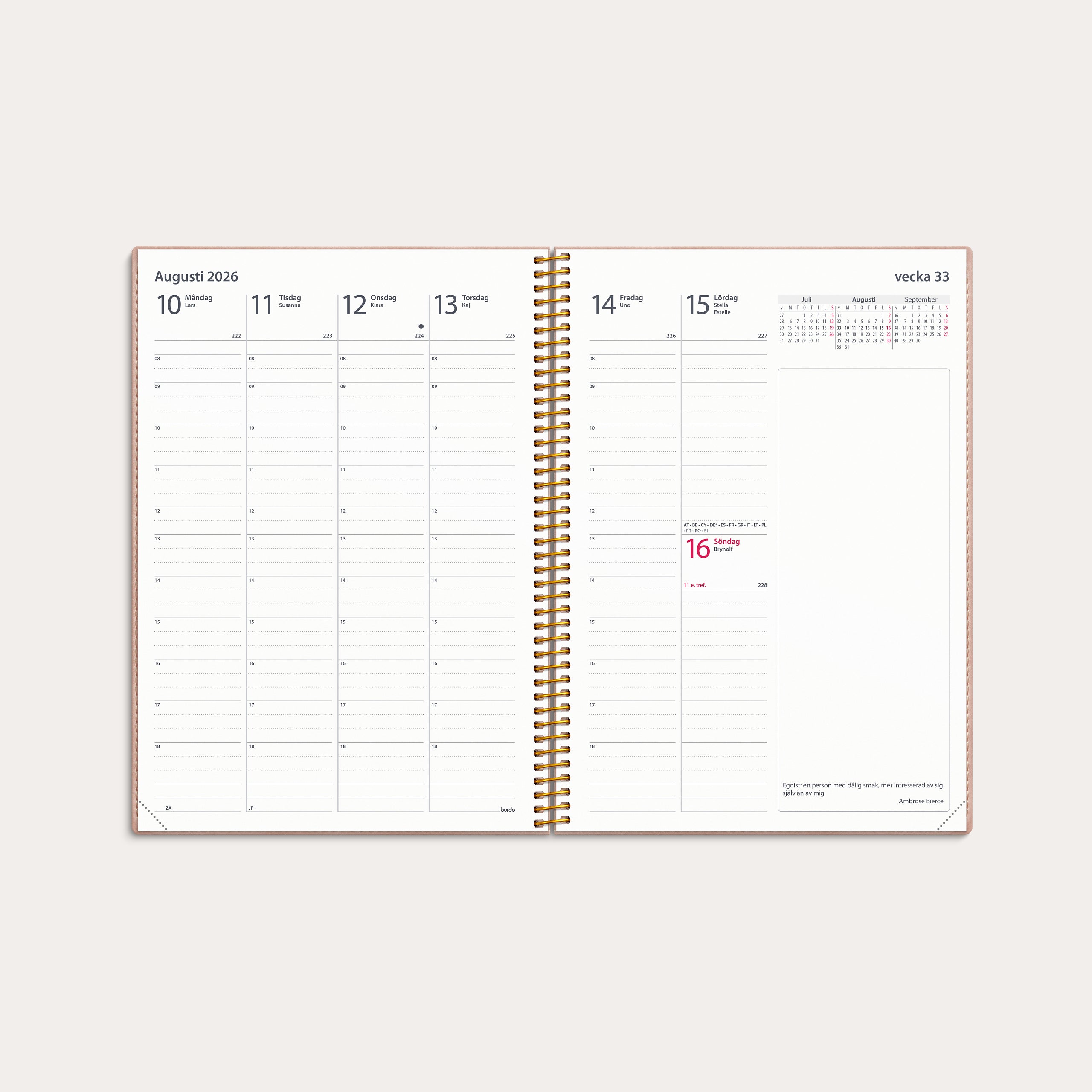 Kalender 2026 Business A5 Twist rosa