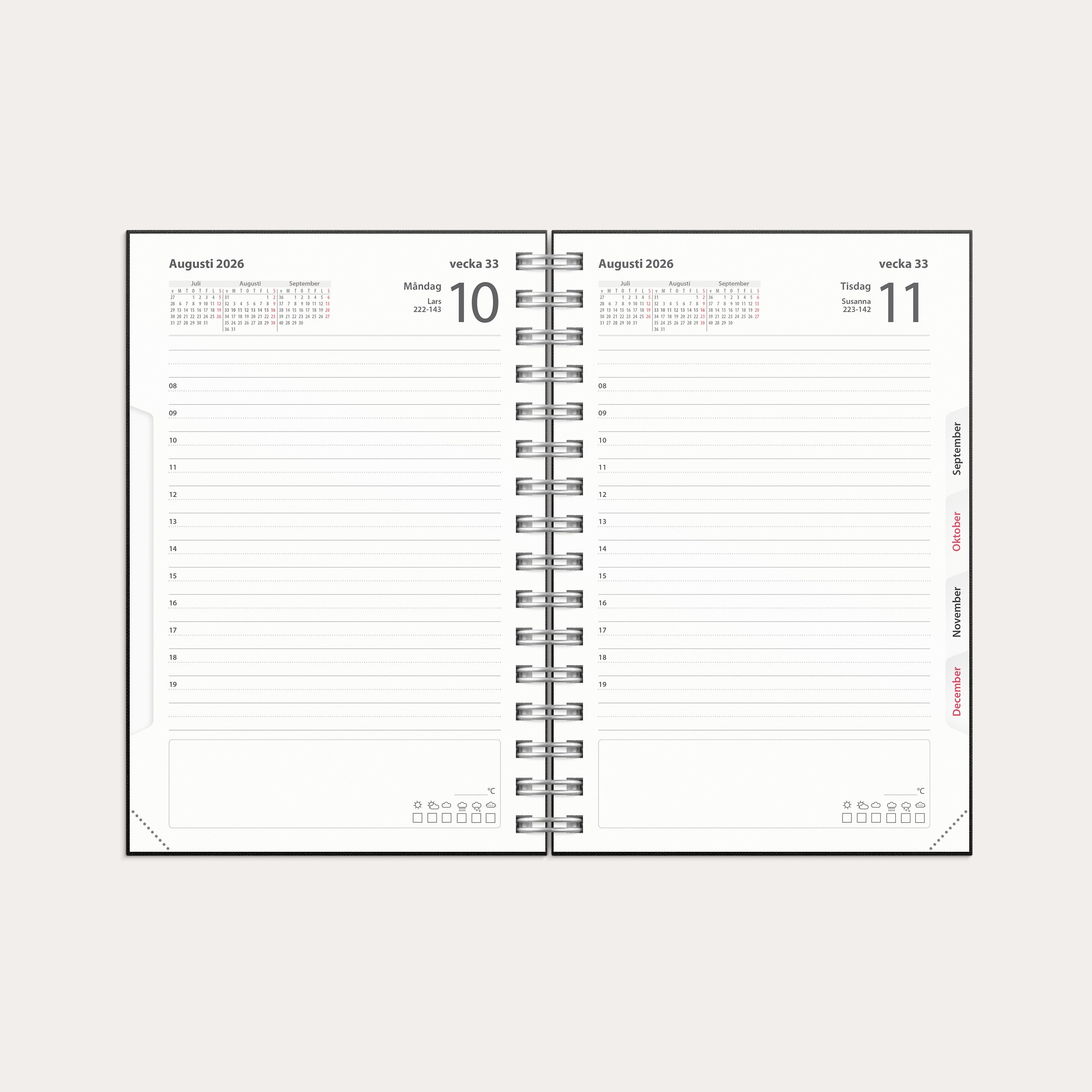 Kalender 2026 Dagbok Textile svart