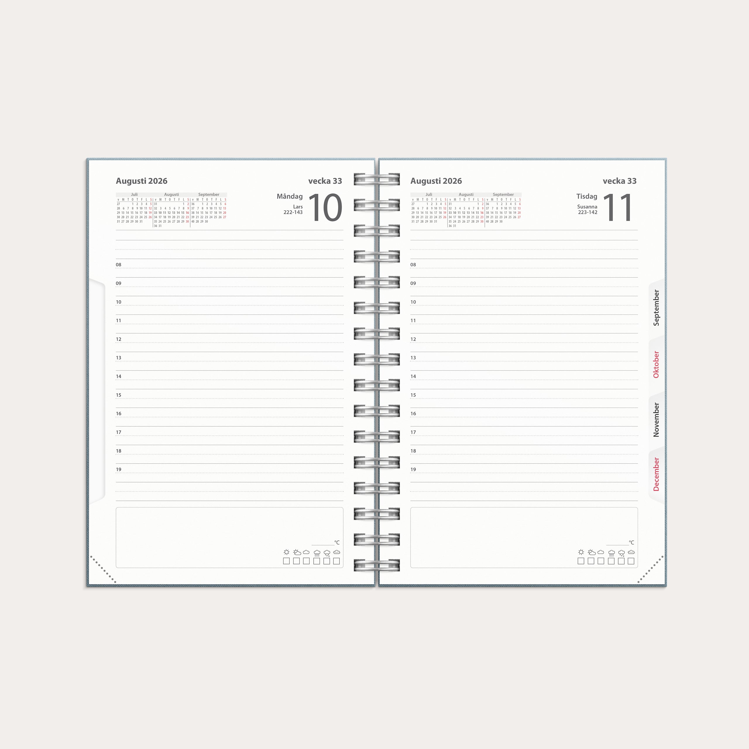 Kalender 2026 Dagbok Textile blå