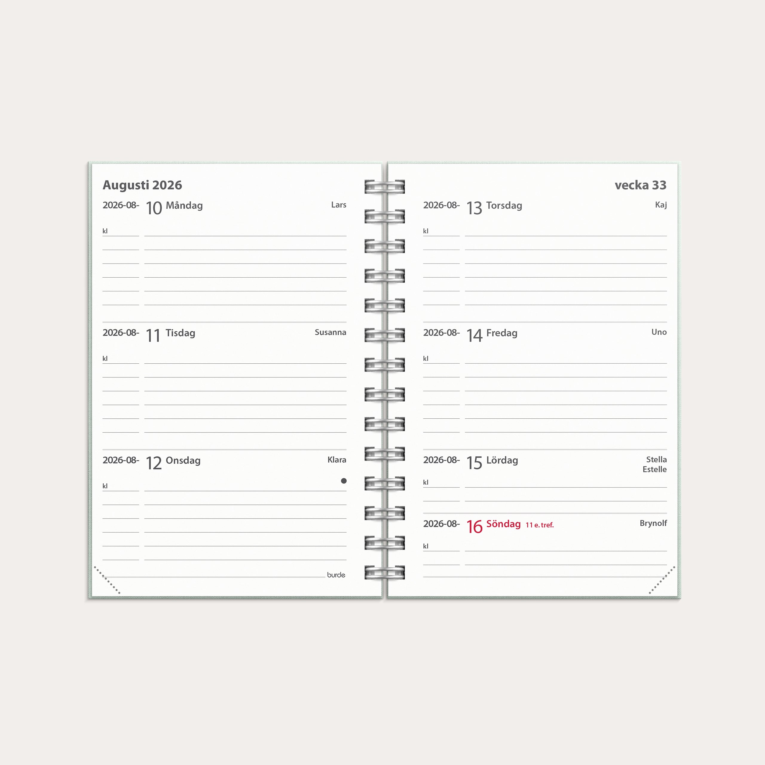 Kalender 2026 Leader Textile grön