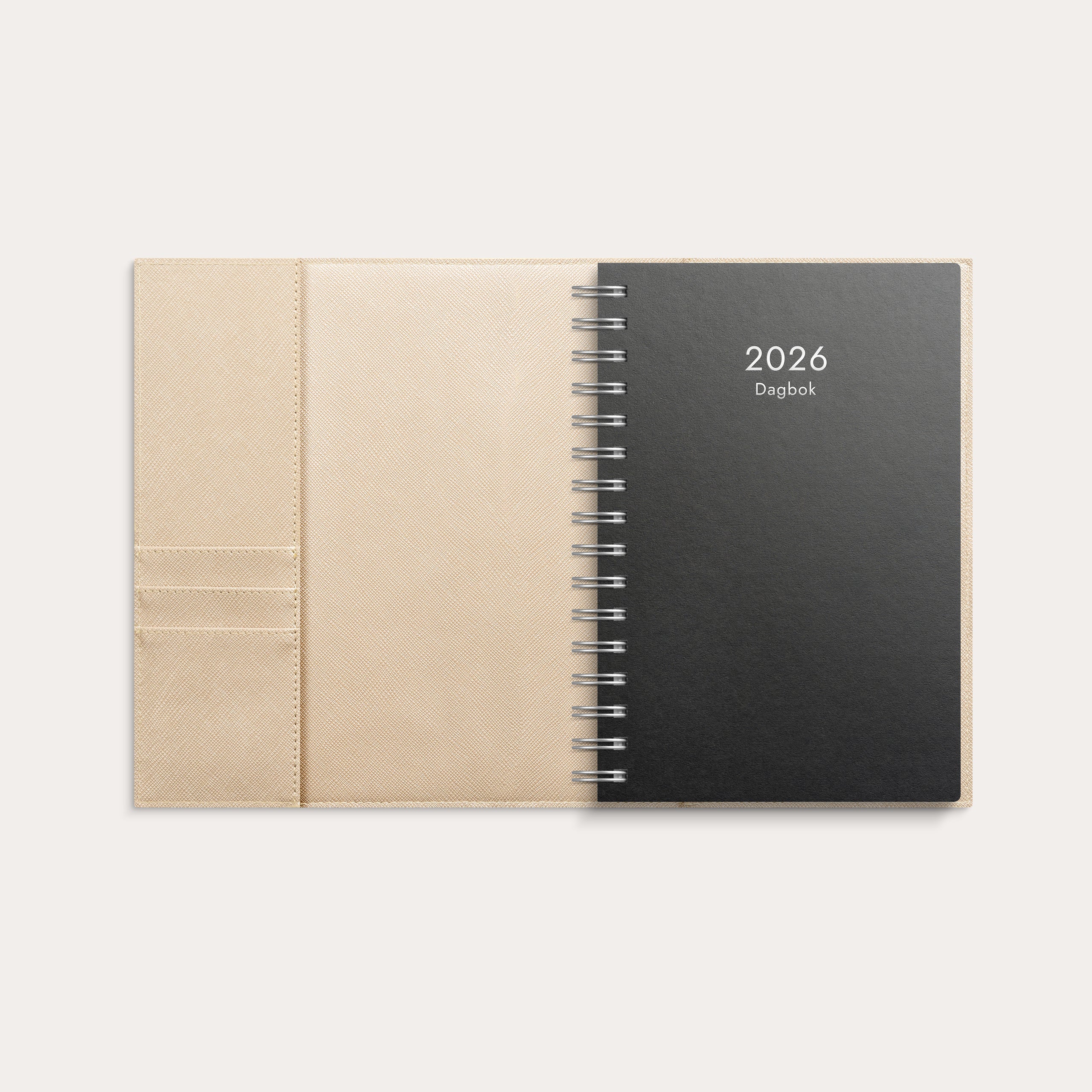 Kalender 2026 Dagbok beige konstläder Tora