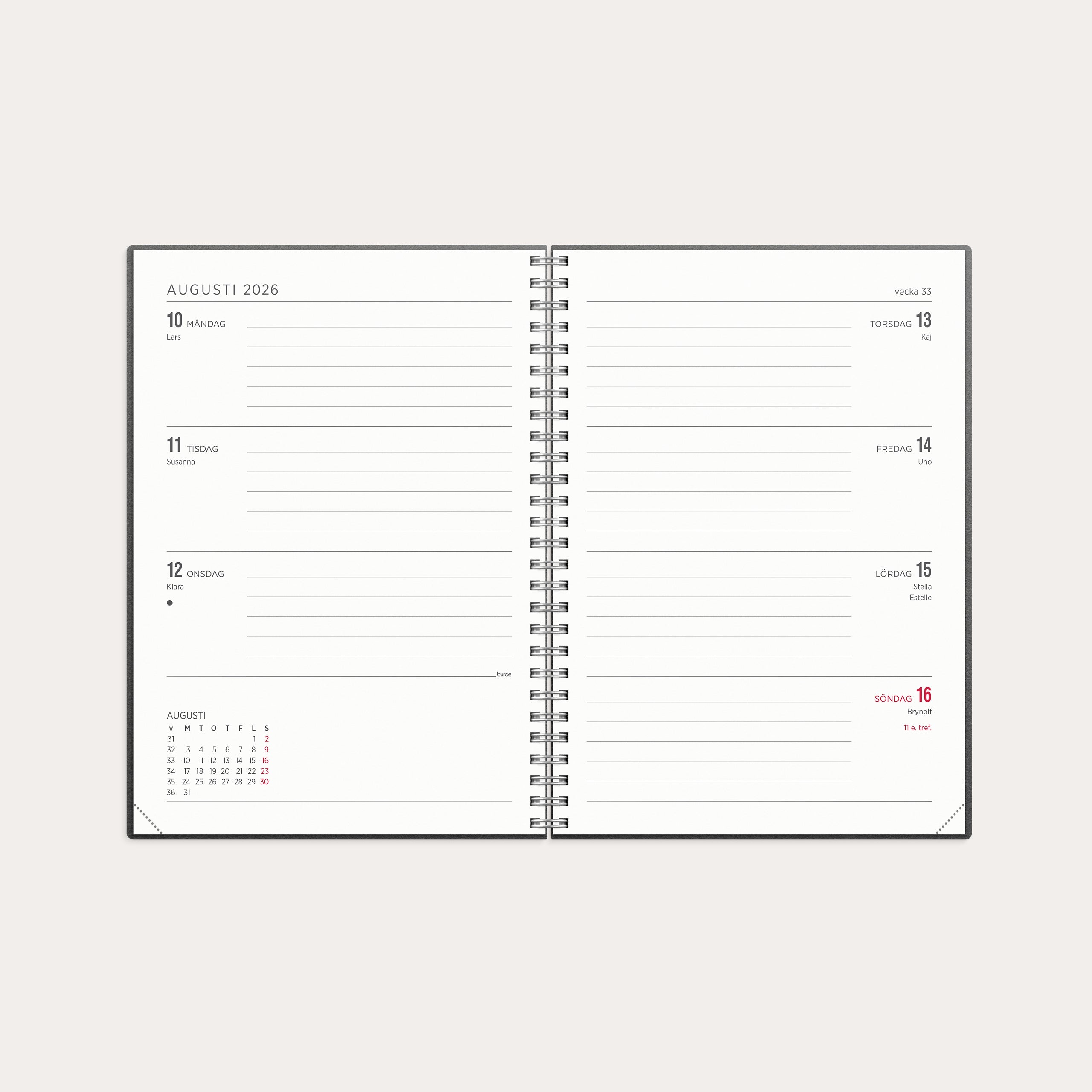 Kalender 2026 Senator A5 beige konstläder Tora