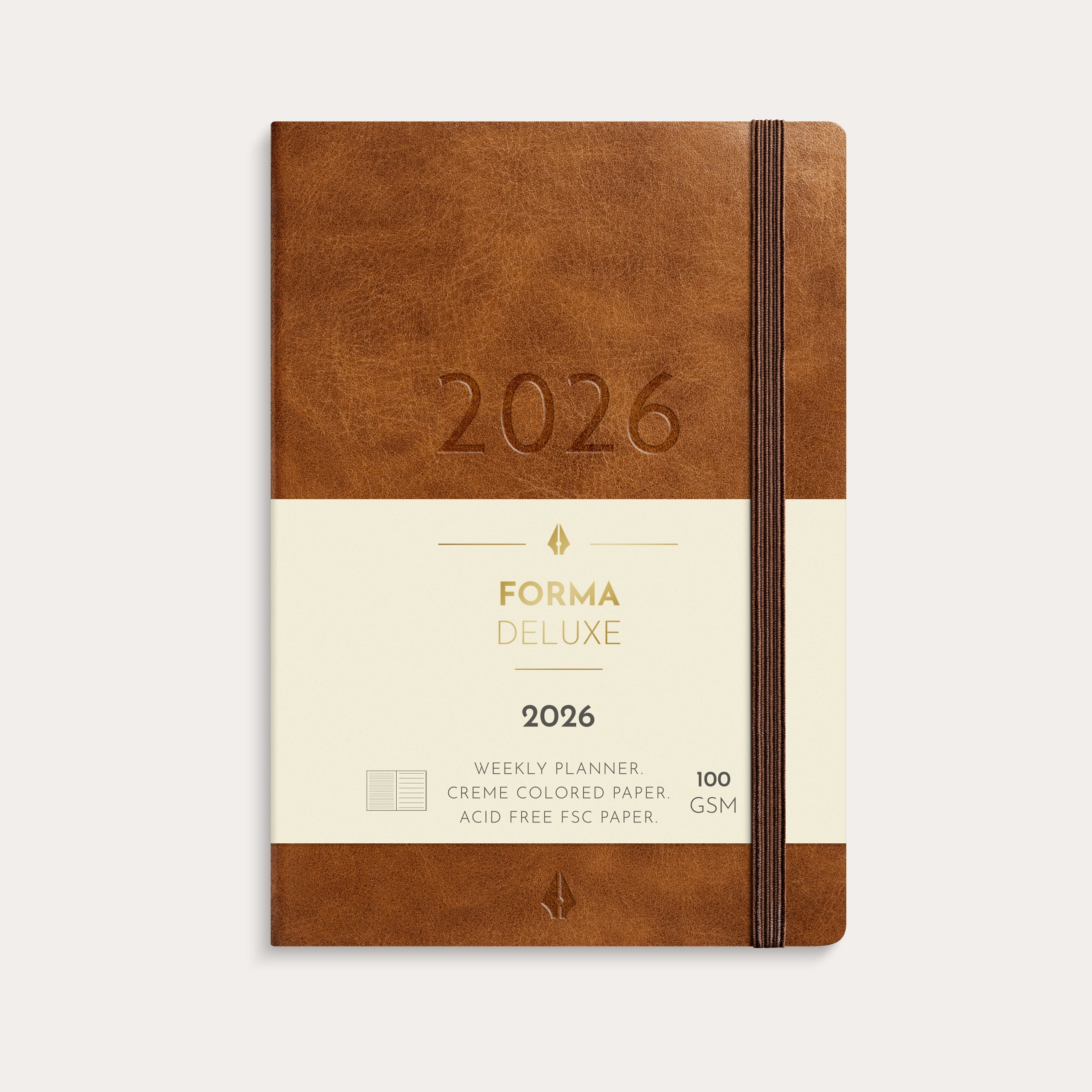 Kalender 2026 Liten Veckokalender Forma Deluxe brun