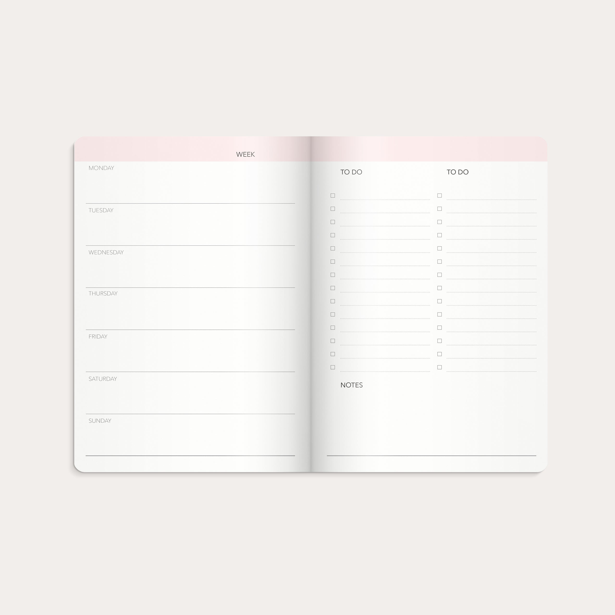Week Planner undated pink